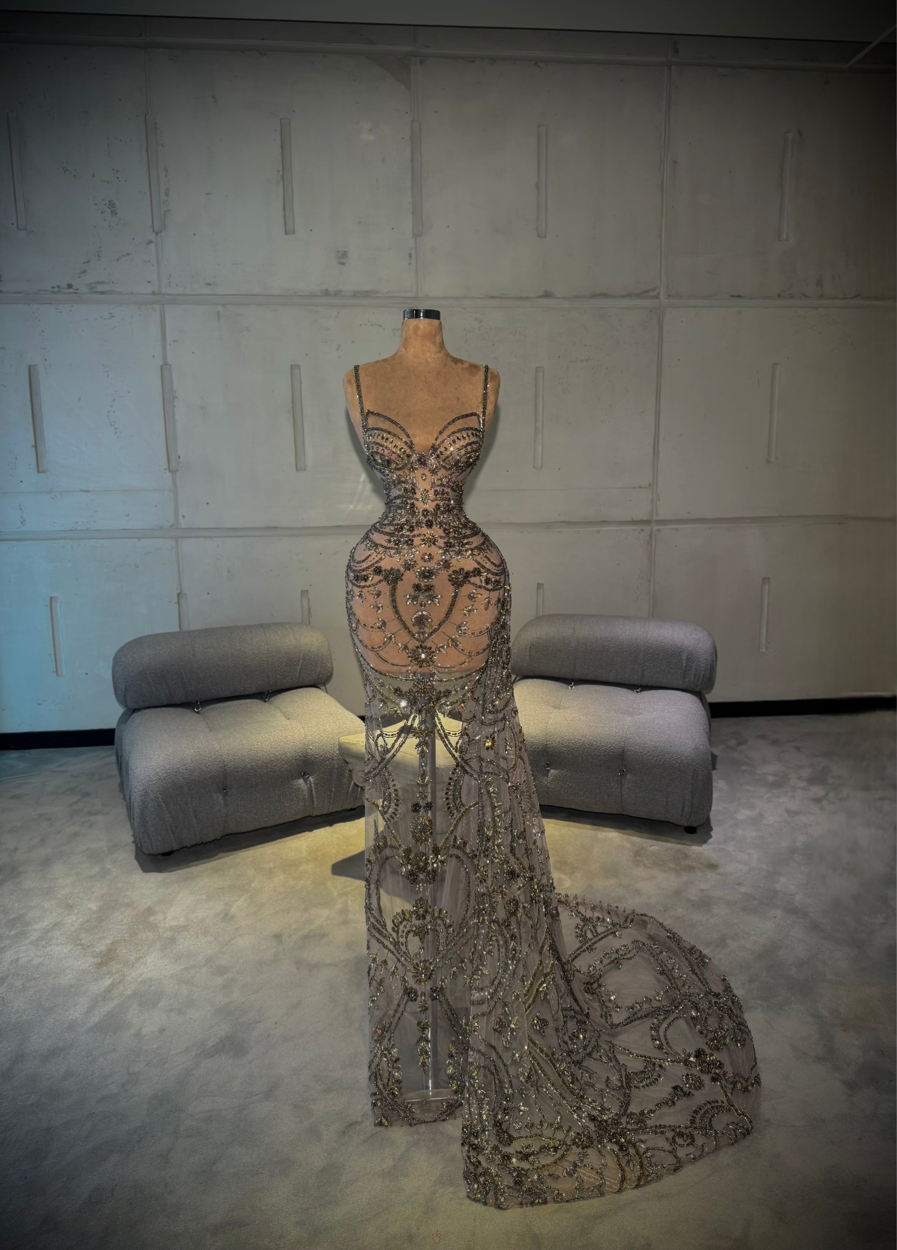 Adelina – Nude Embellished Gown