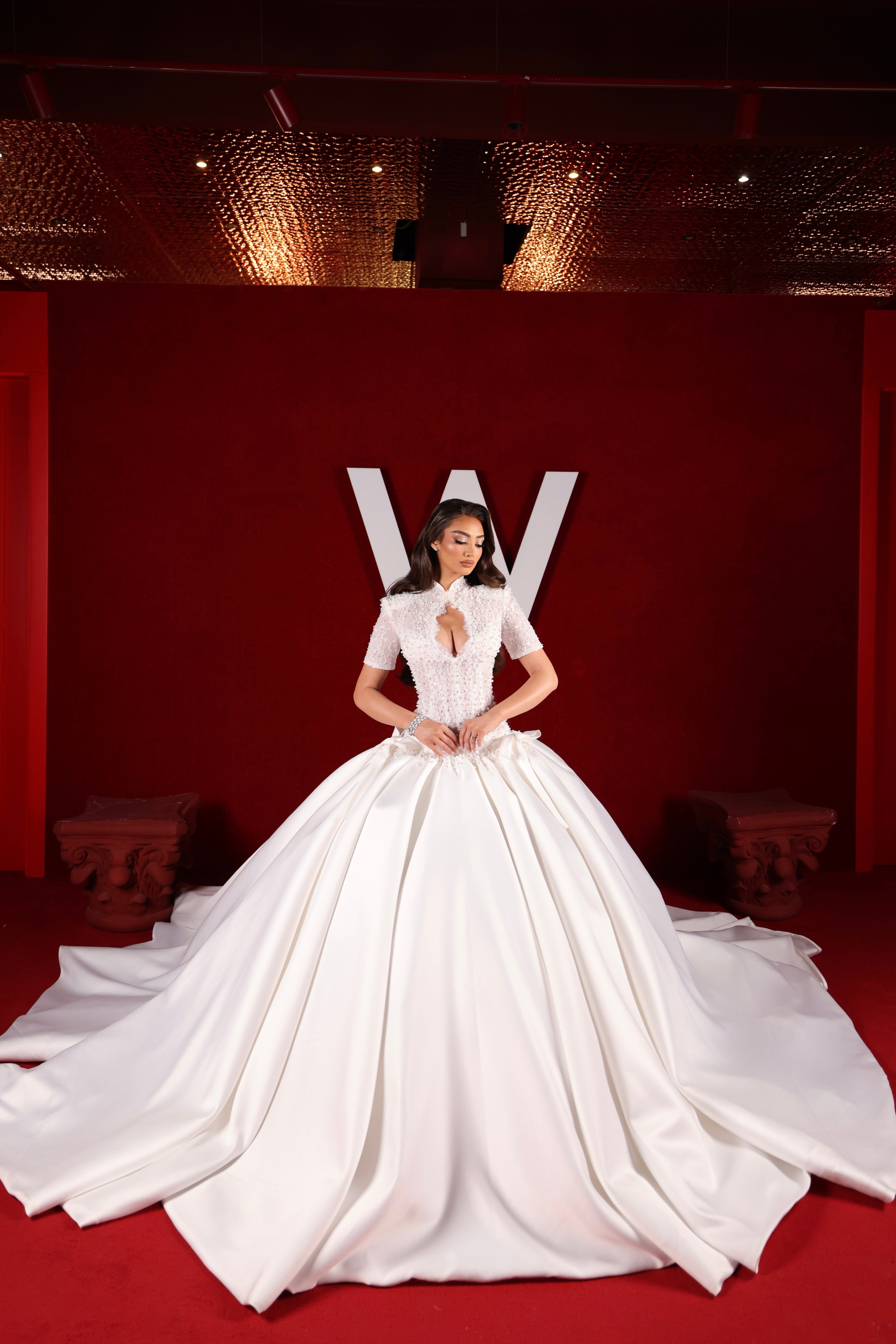 Norella - High Neck Lace Corset Ball Gown