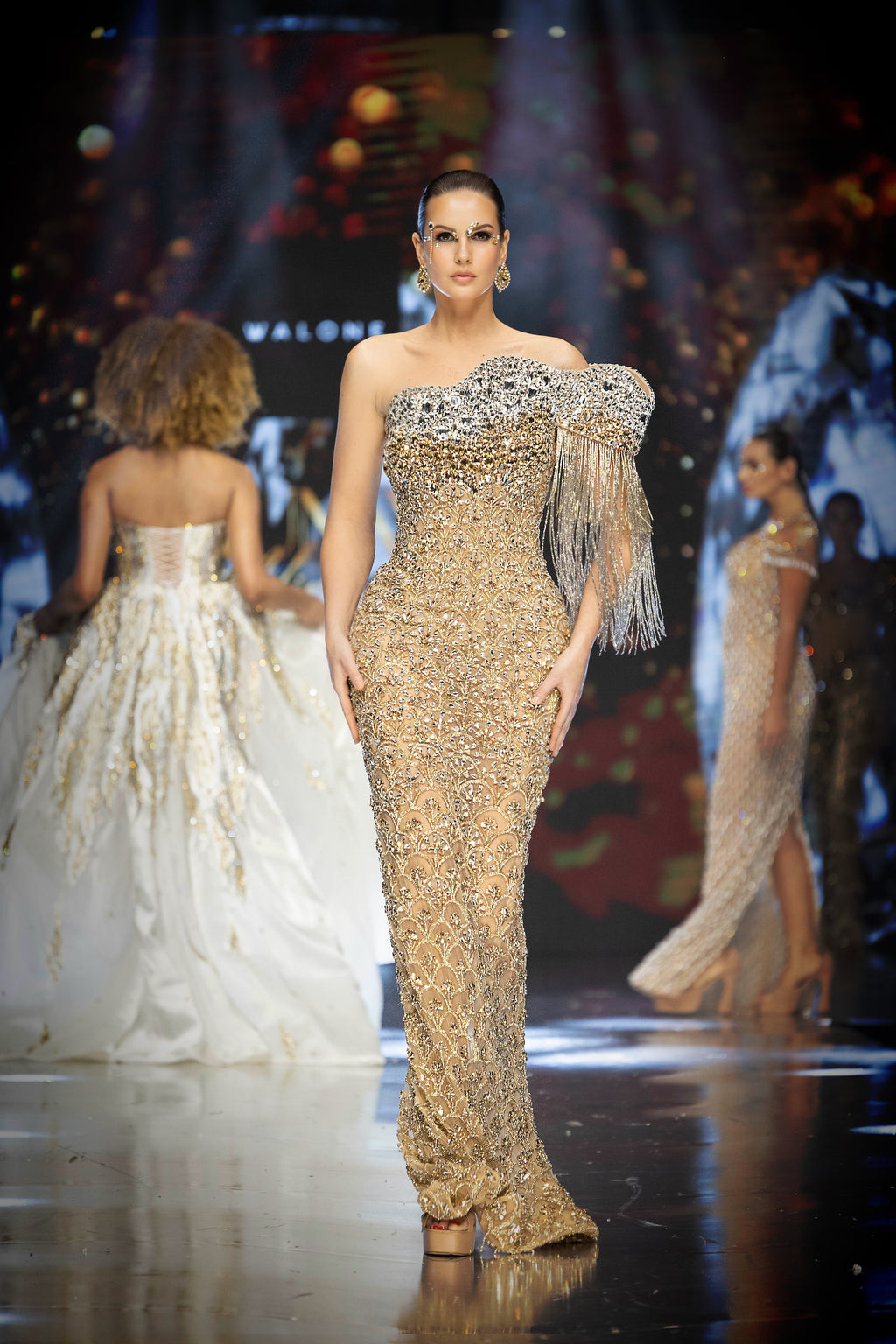 Brunela - Gold Fringe Gown