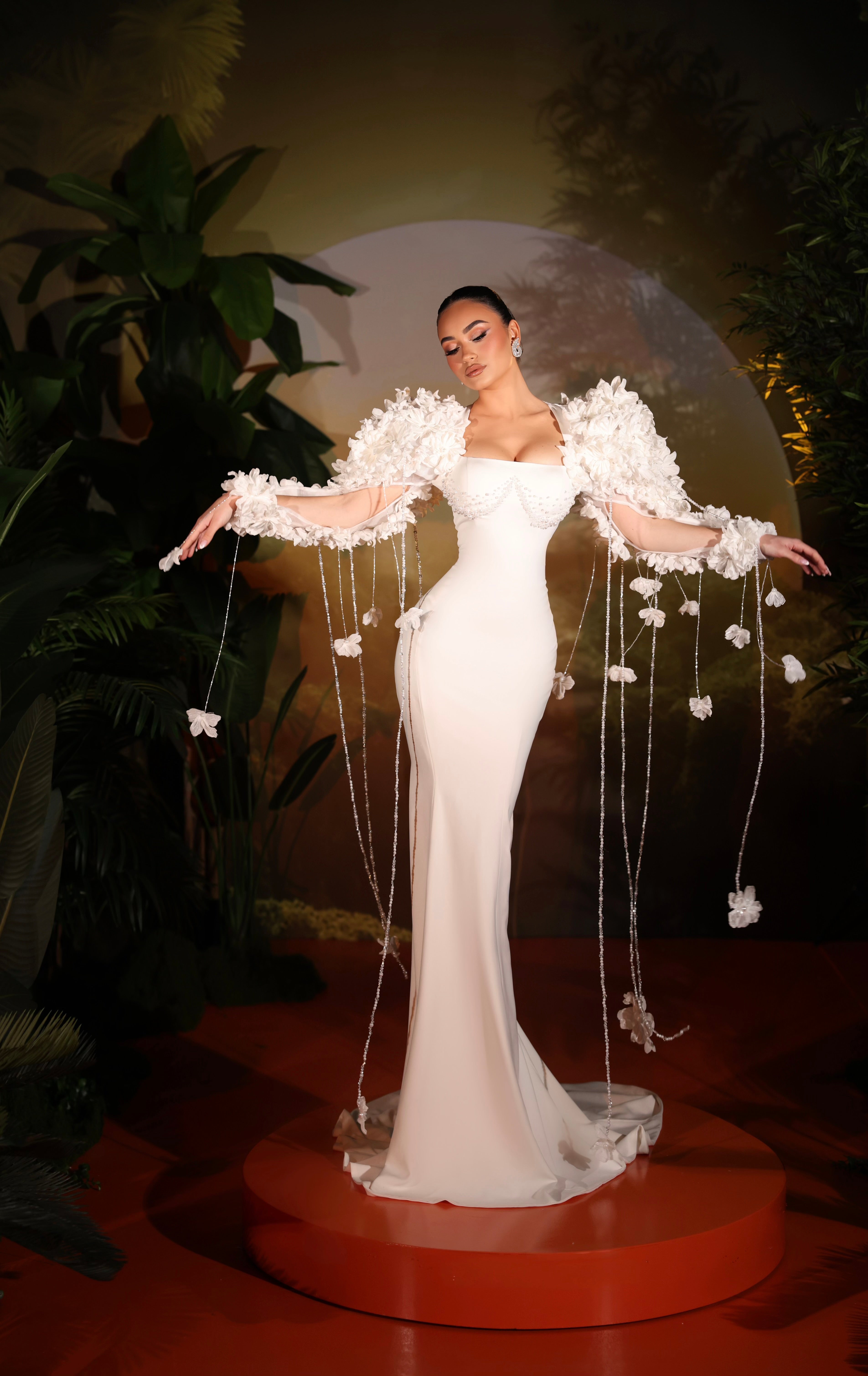 Eleona - White Floral Gown