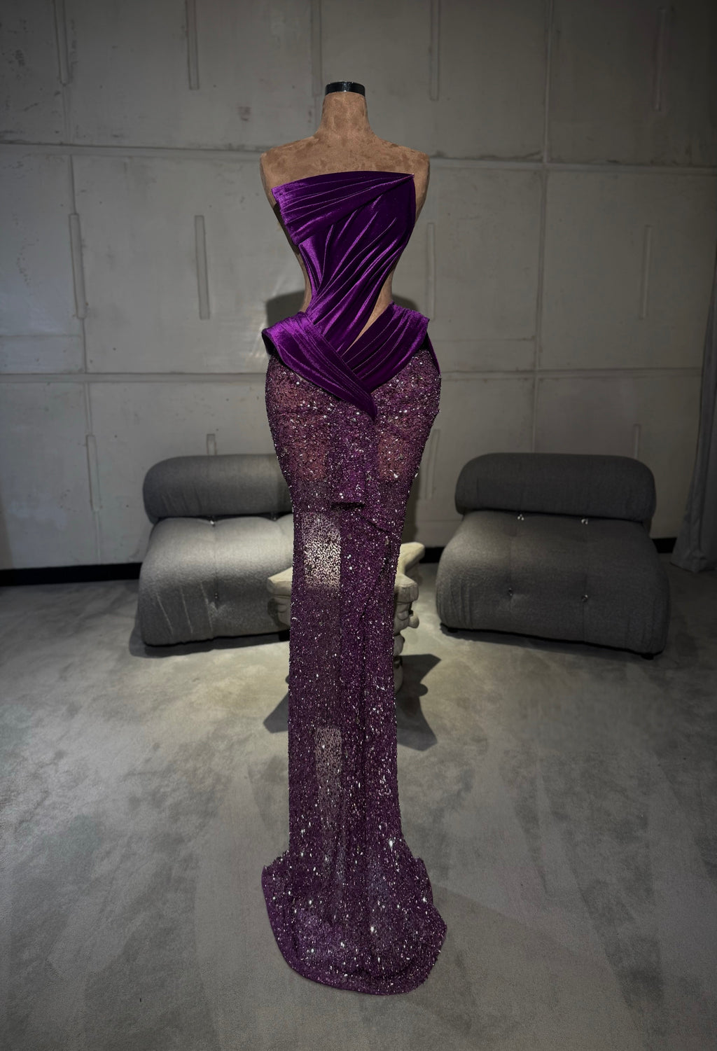 Soraya - Draped Sequin Gown