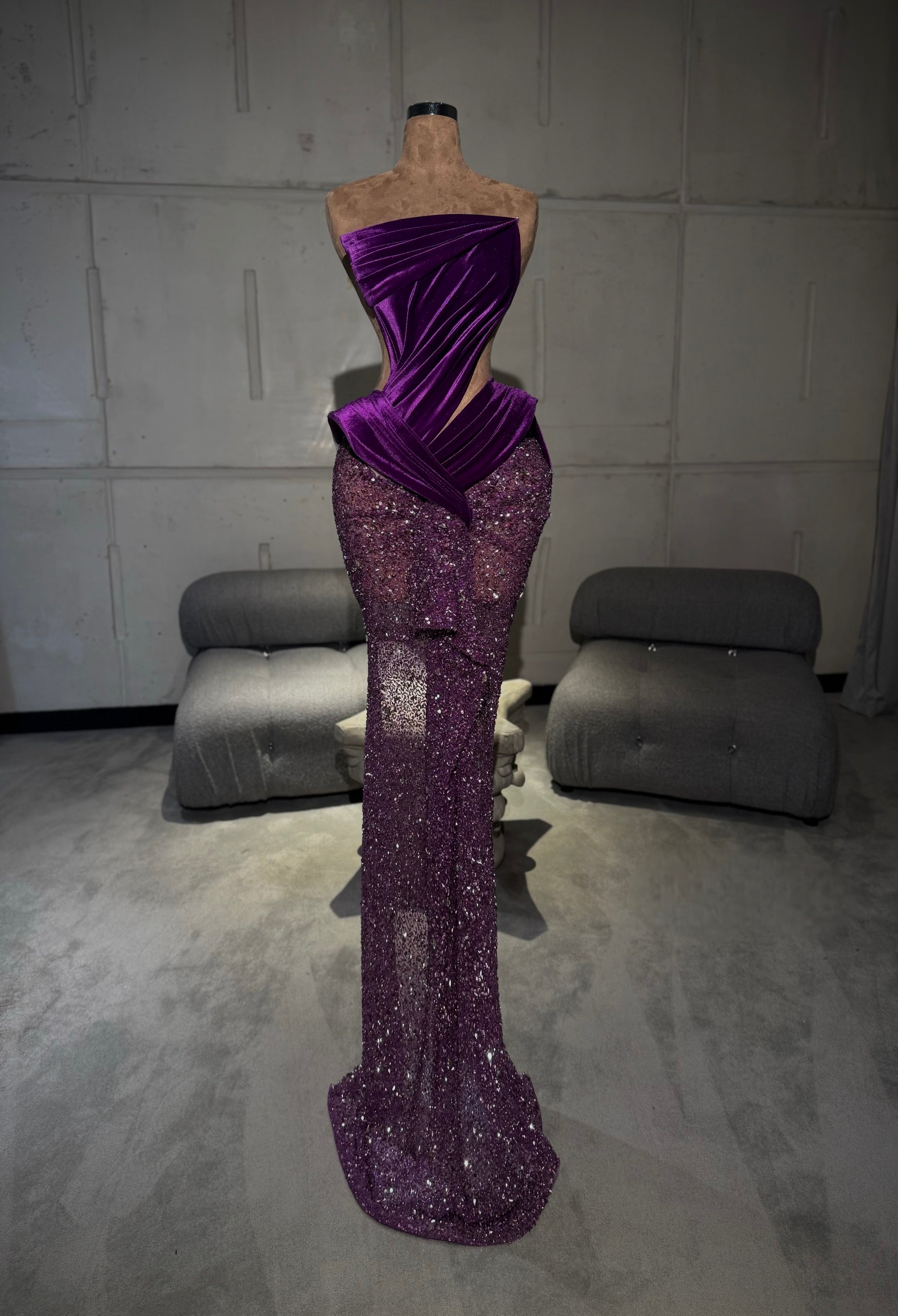 Soraya - Draped Sequin Gown