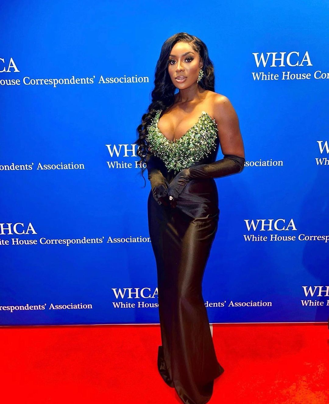 BLACK DRESS WITH HEART SHAPED CRYSTAL CORSET