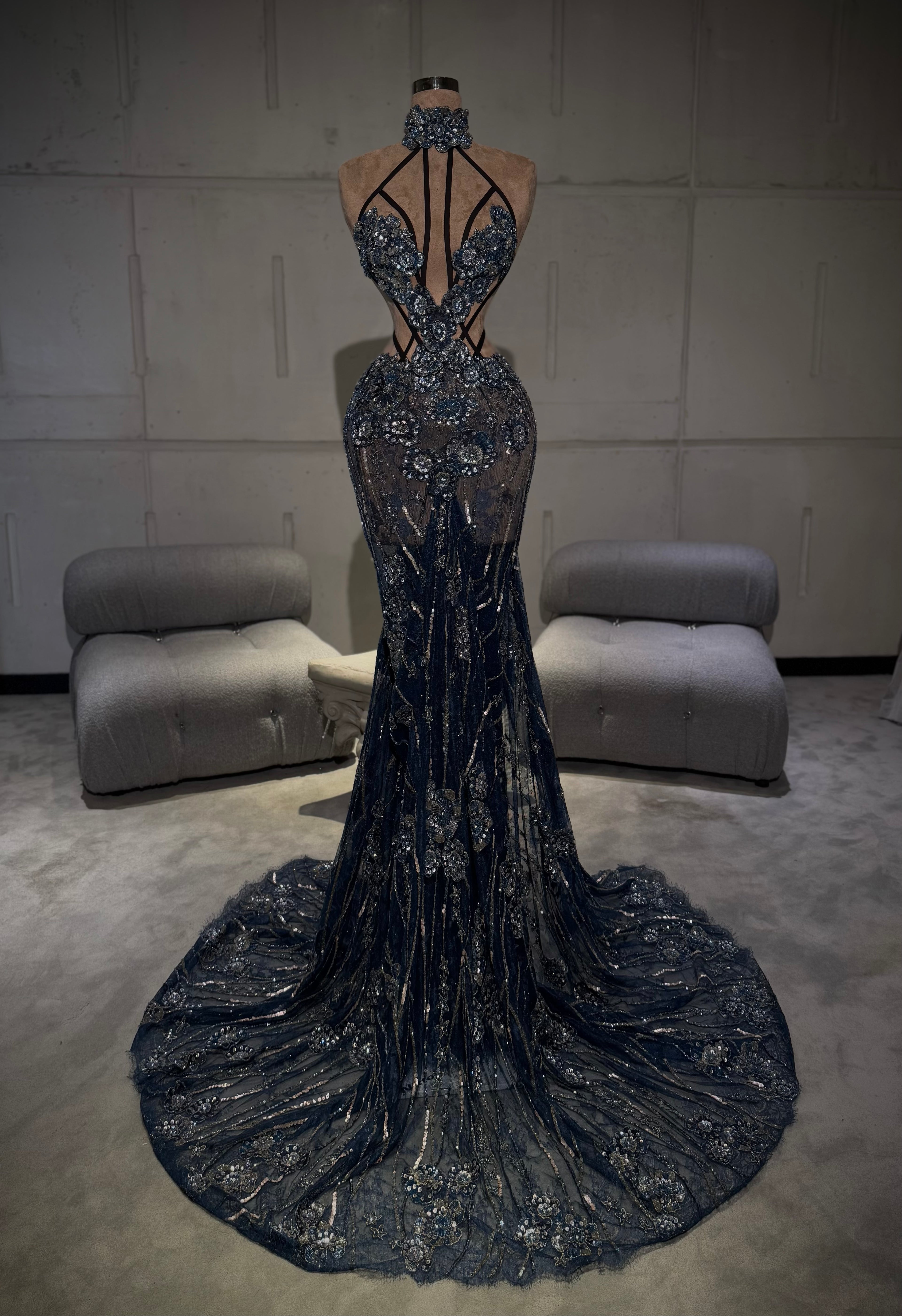 Celene - High Neck Embellished Gown