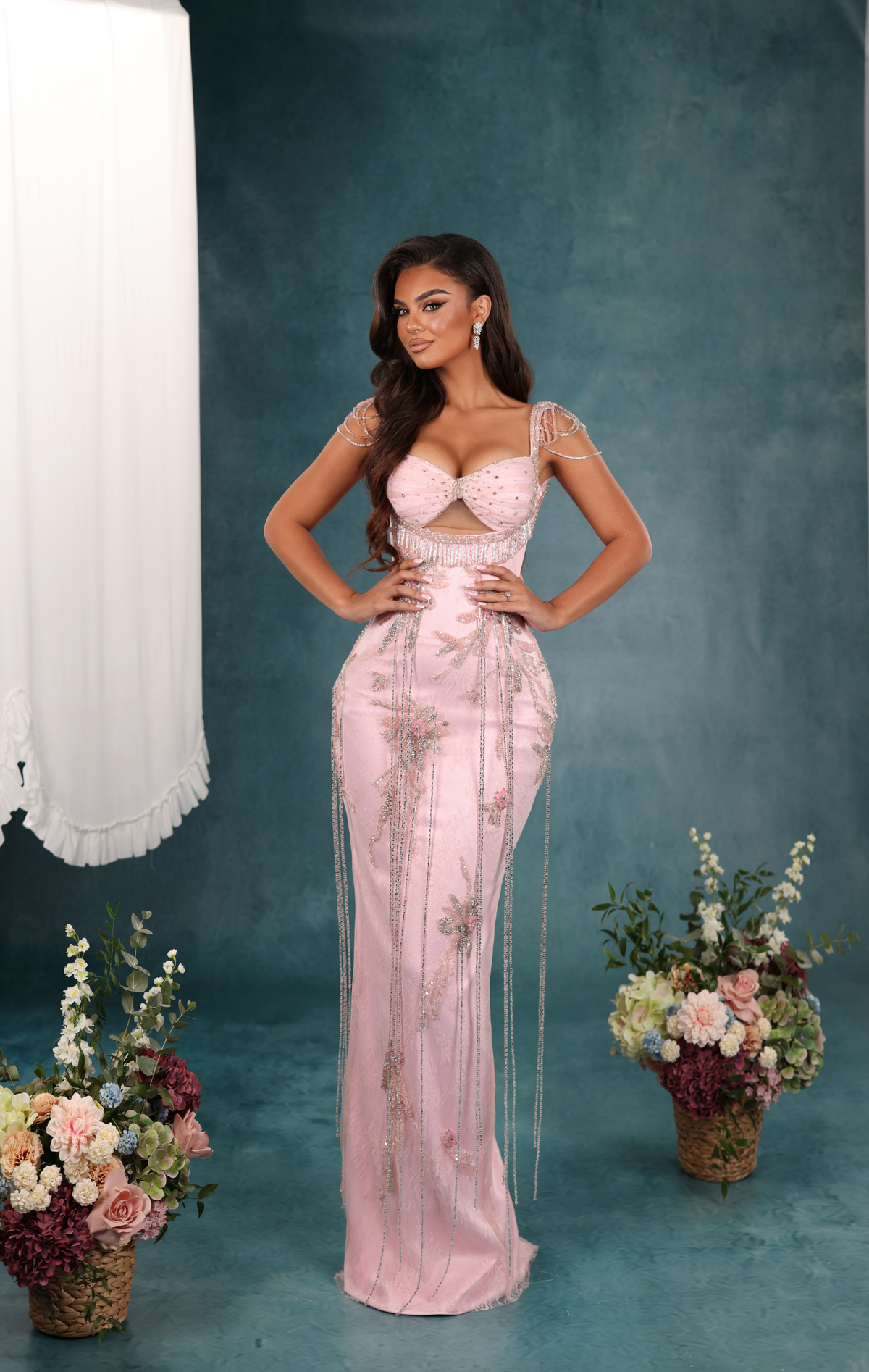 Delia - Crystal Fringe Corset Gown