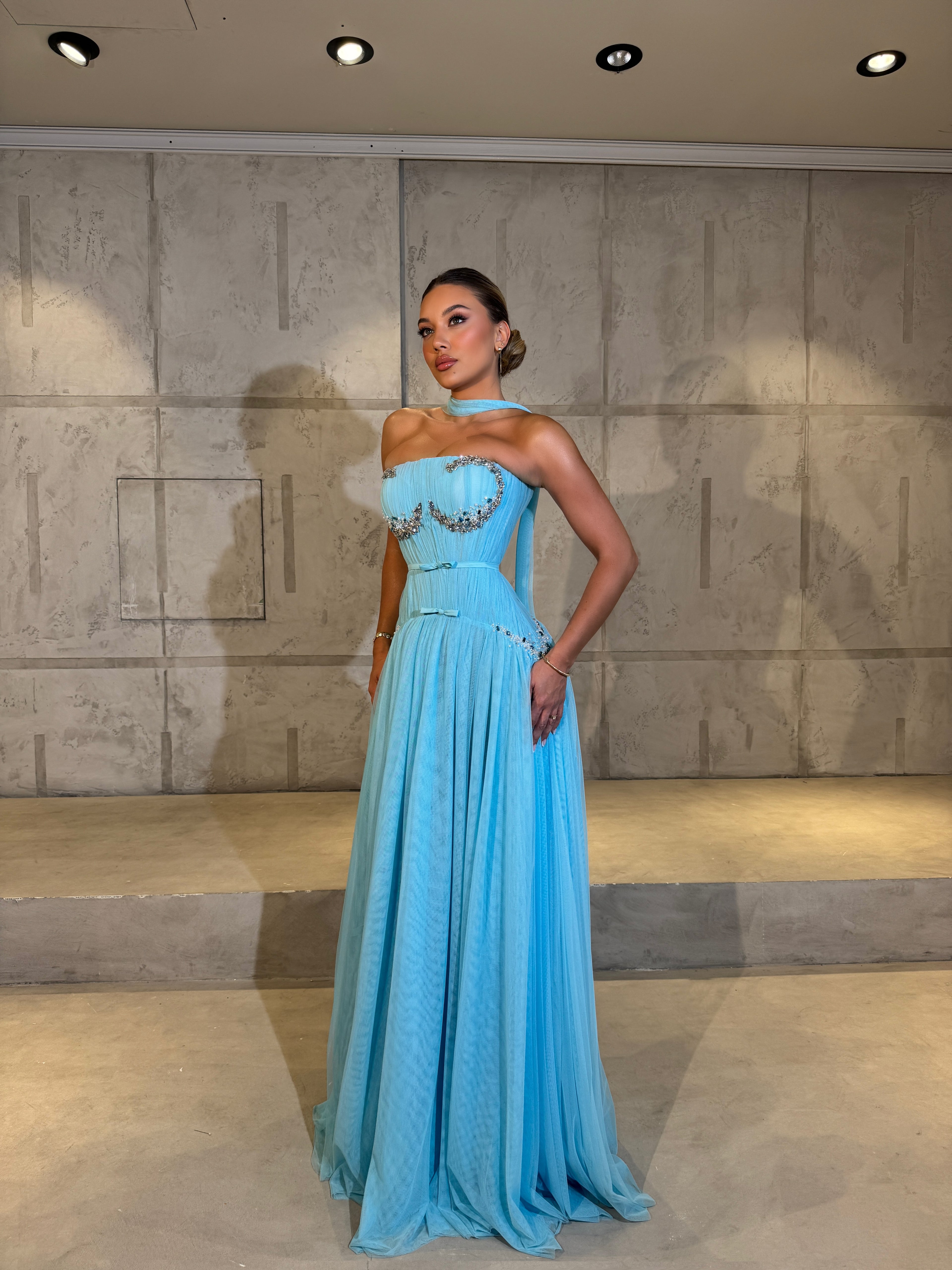 Isalina - Aquamarine Strapless Gown Walone LLC Isalina - Aquamarine Strapless Gown Walone LLC