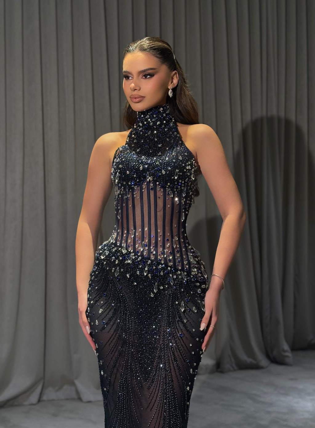 Irielle - Halter Corset Beaded Gown