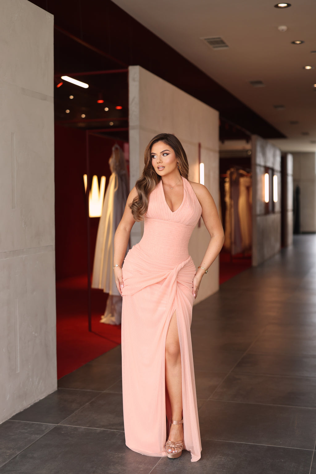 Evia - Draped halter gown