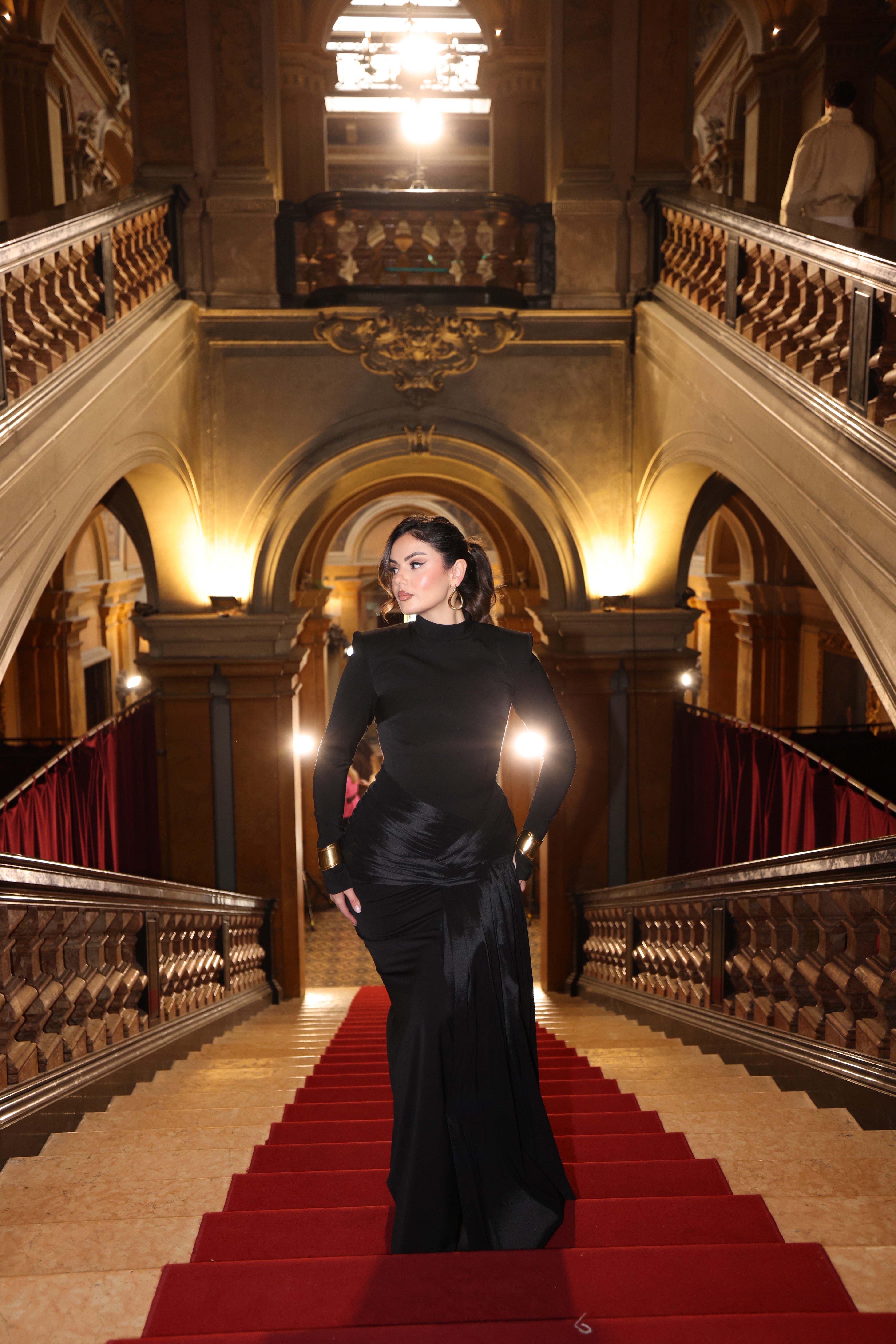 Renata - High Neck Draped Gown