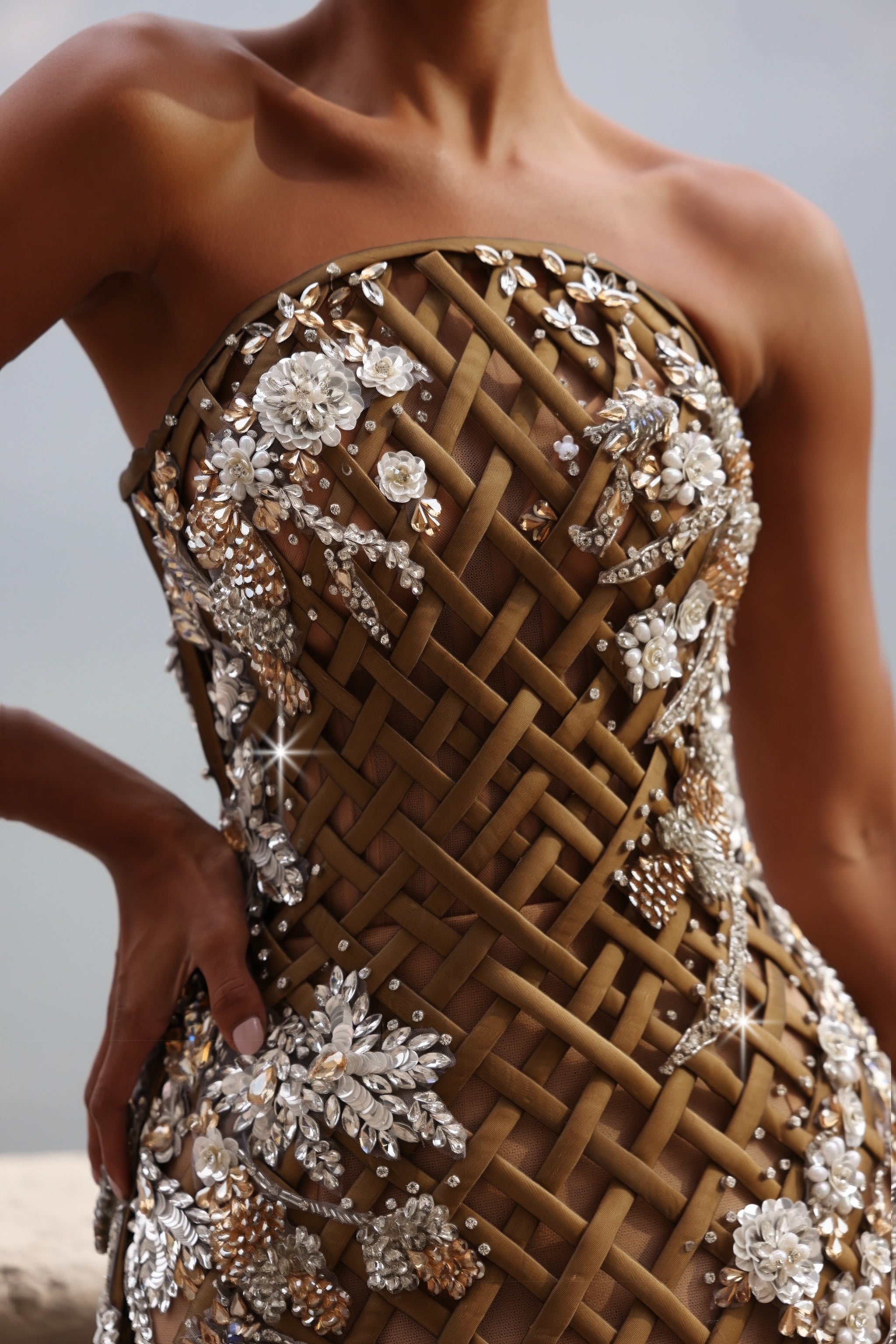 Alessandra - Strapless Embellished Mini Dress