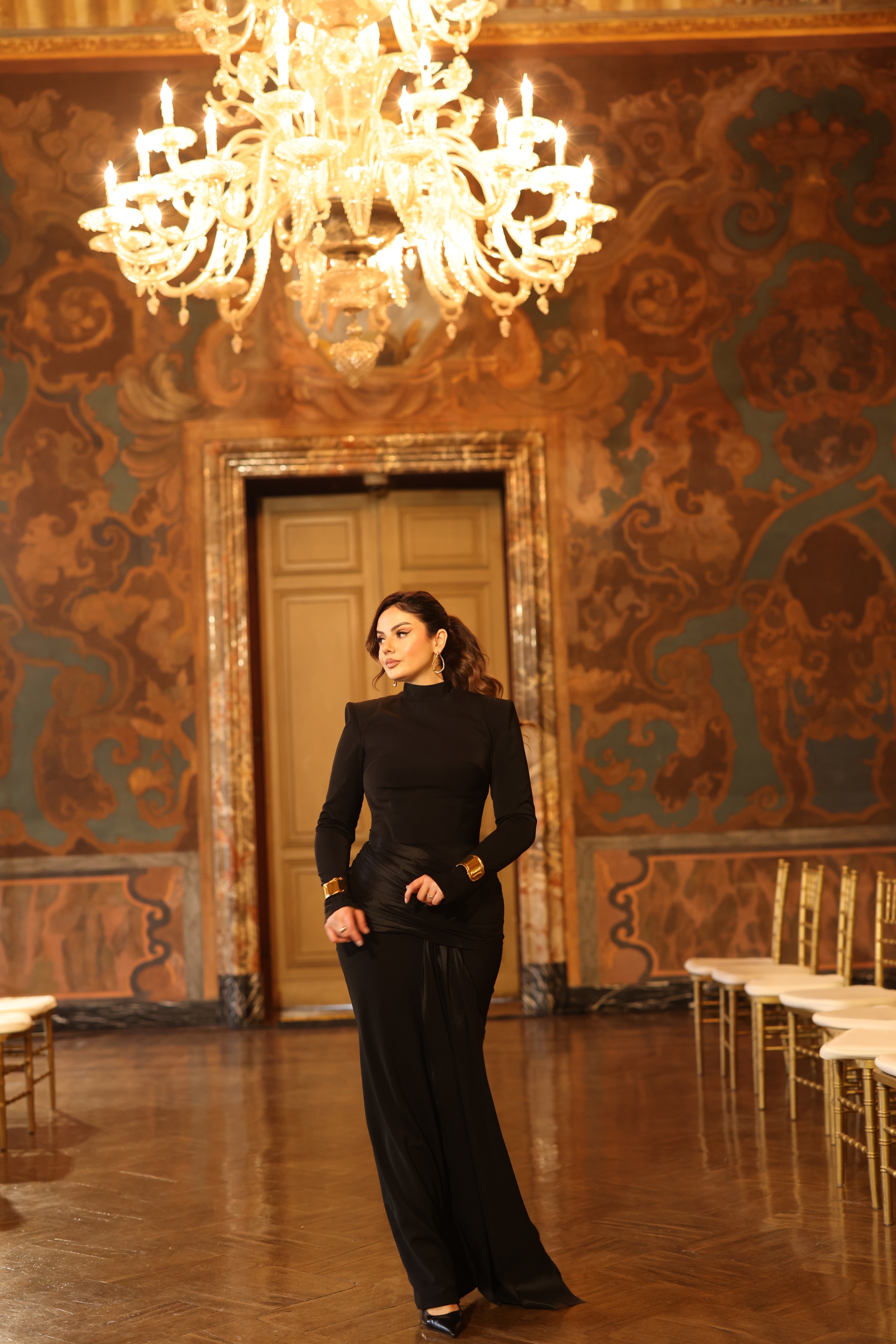 Renata - High Neck Draped Gown