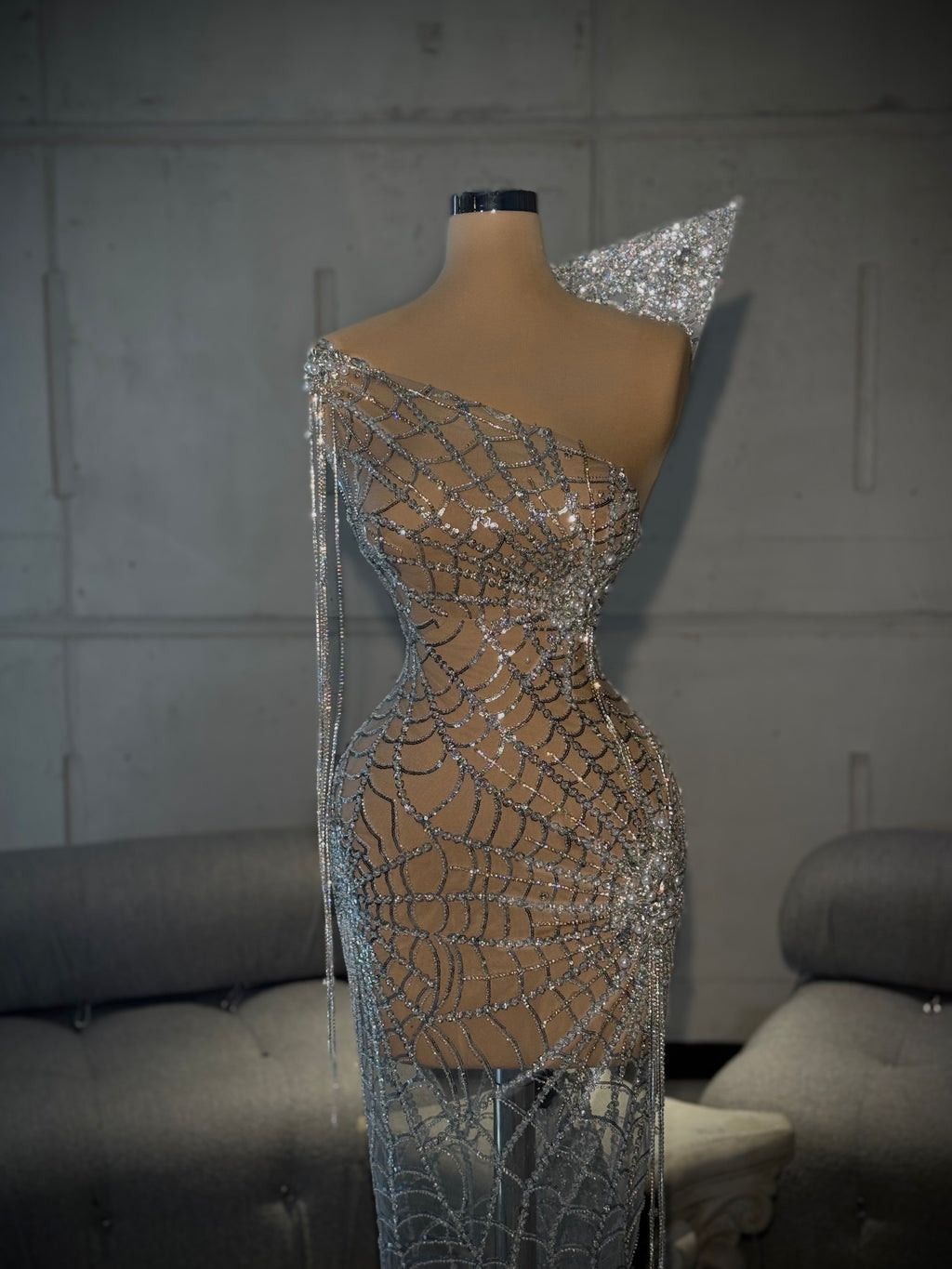 Ivy – Silver Beaded Gown