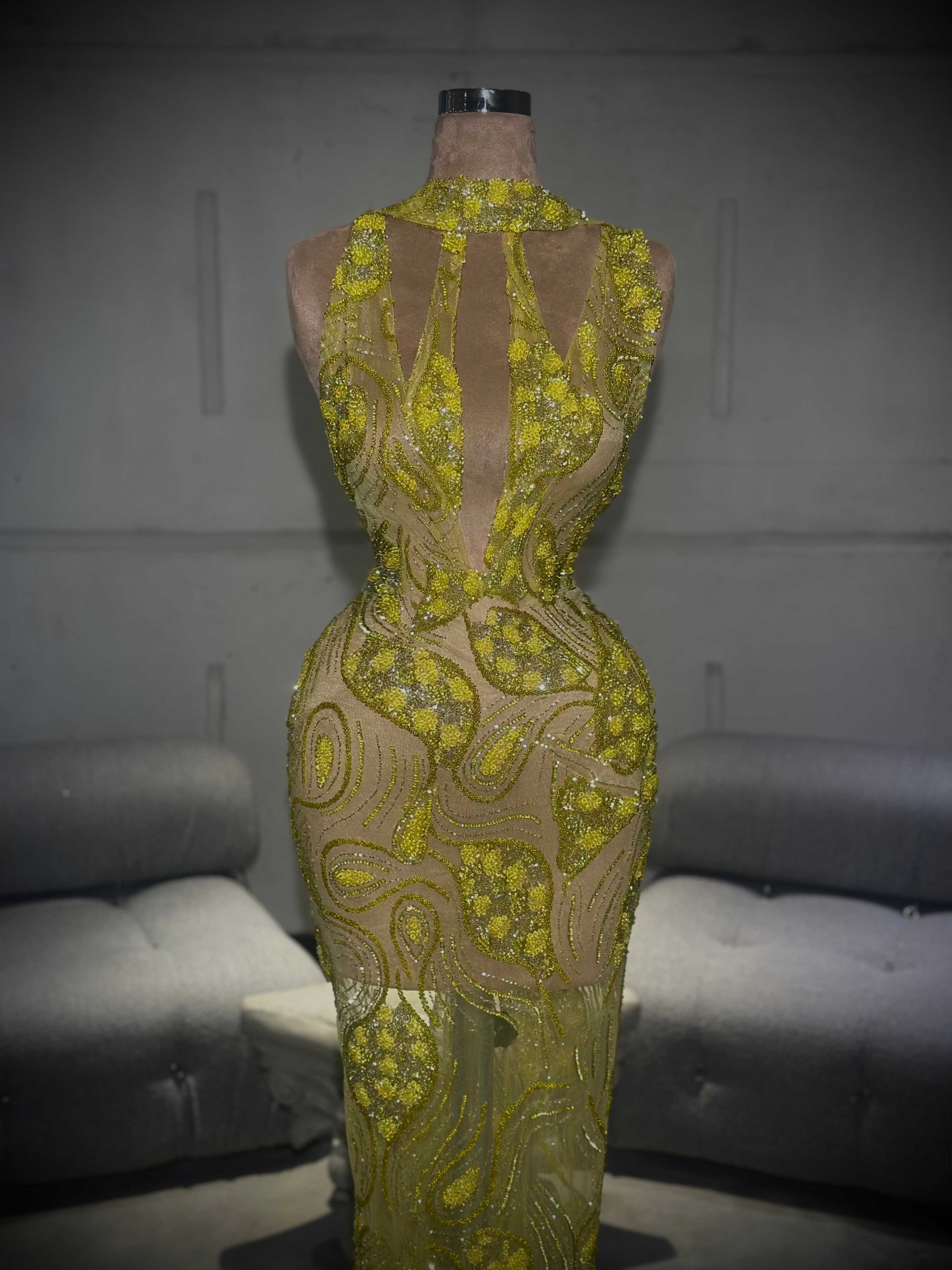 Laeah - Yellow halter neck gown