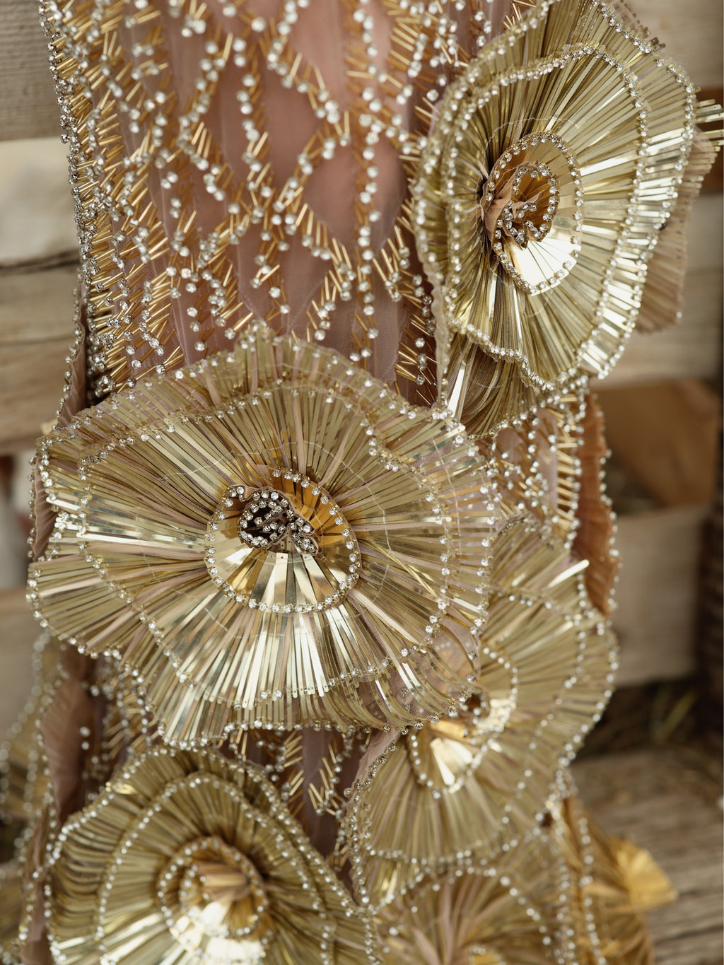 Samira - Metallic Floral Appliqué Gown