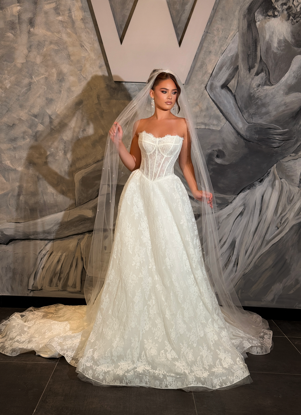Romina - Strapless lace corset bridal gown