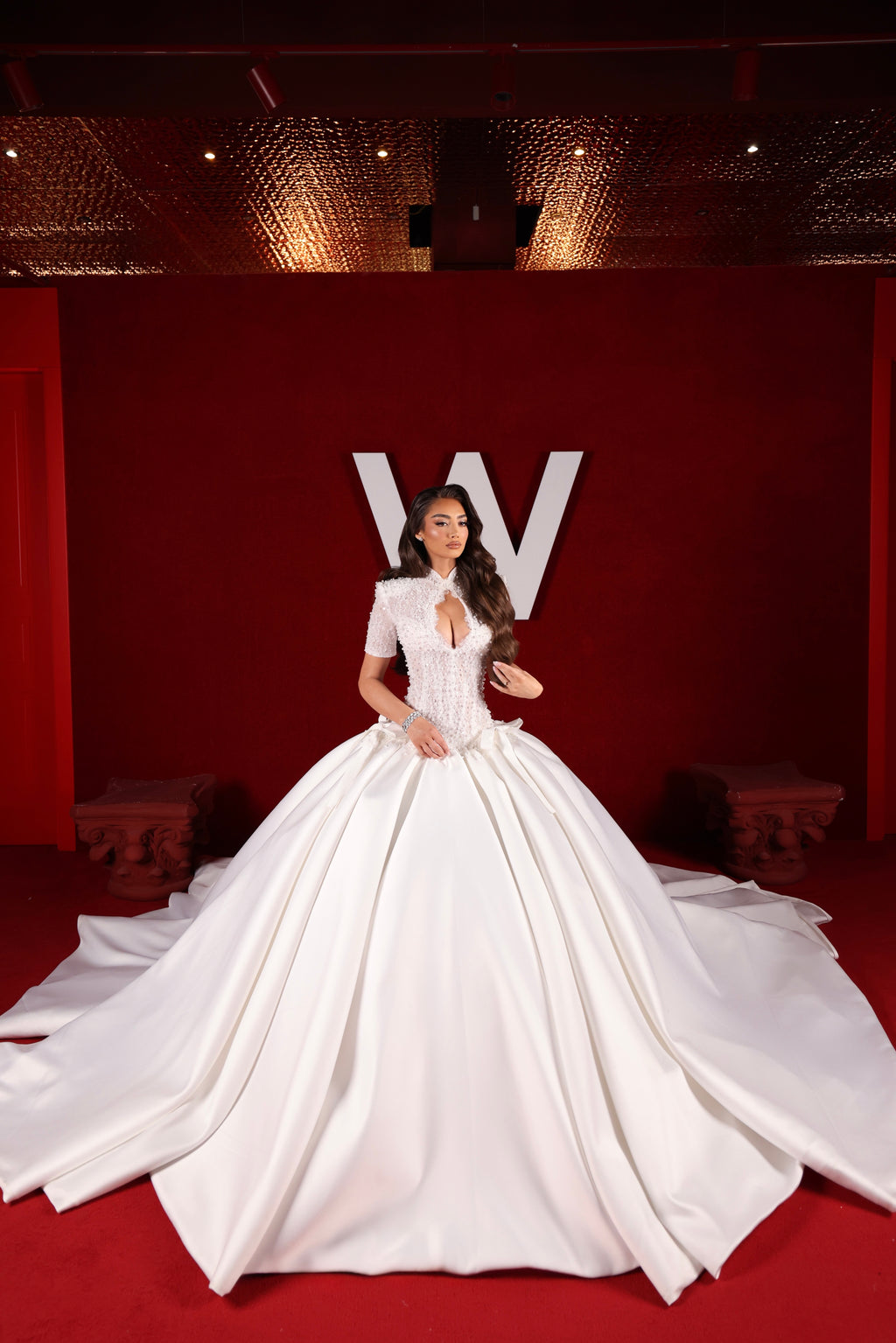 Norella - High Neck Lace Corset Ball Gown