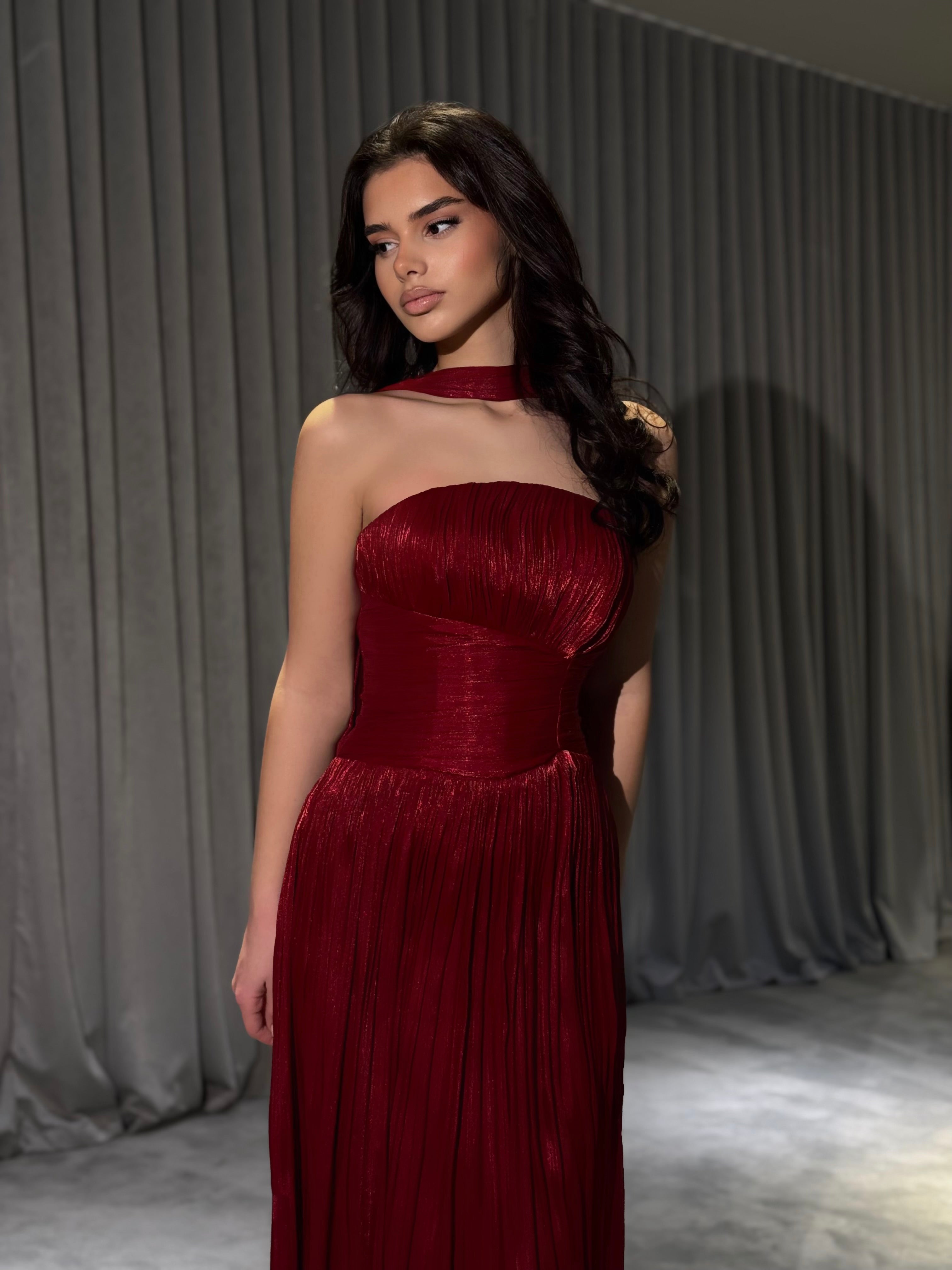 Althea - Strapless Gown with Neck Scarf Detail