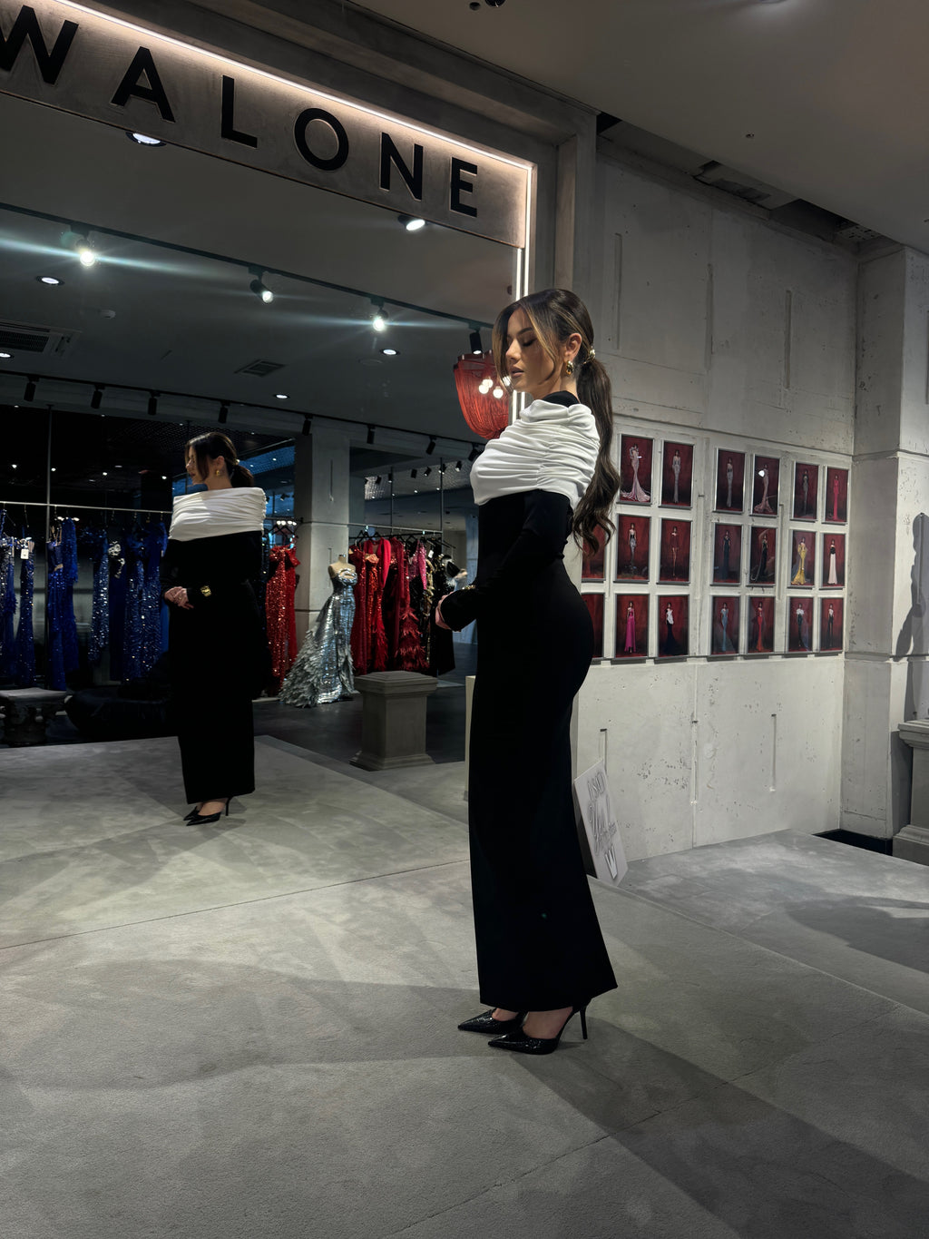 Black & White Midi Dress