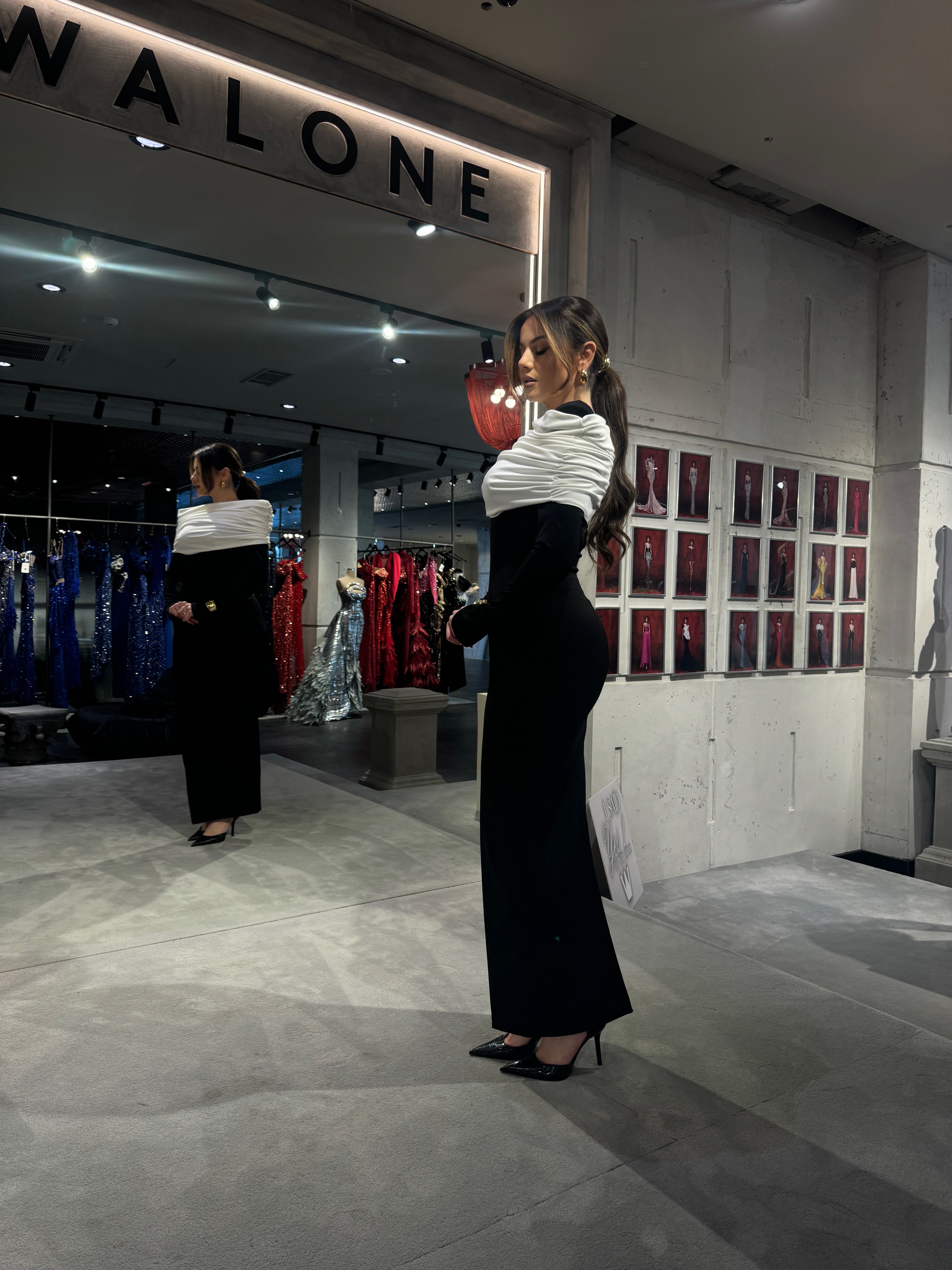 Black & White Midi Dress