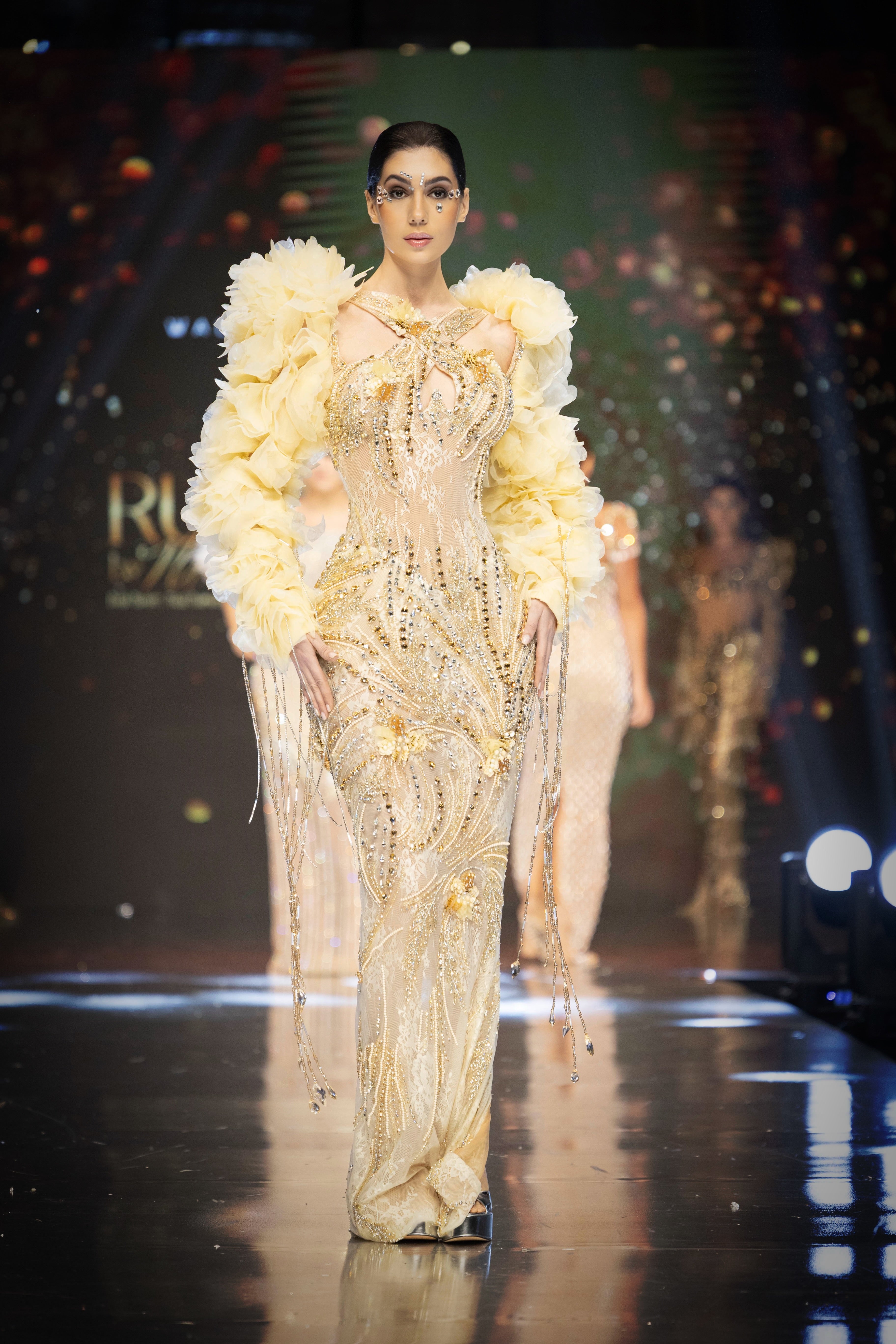 Tamara - Golden Feather Gown