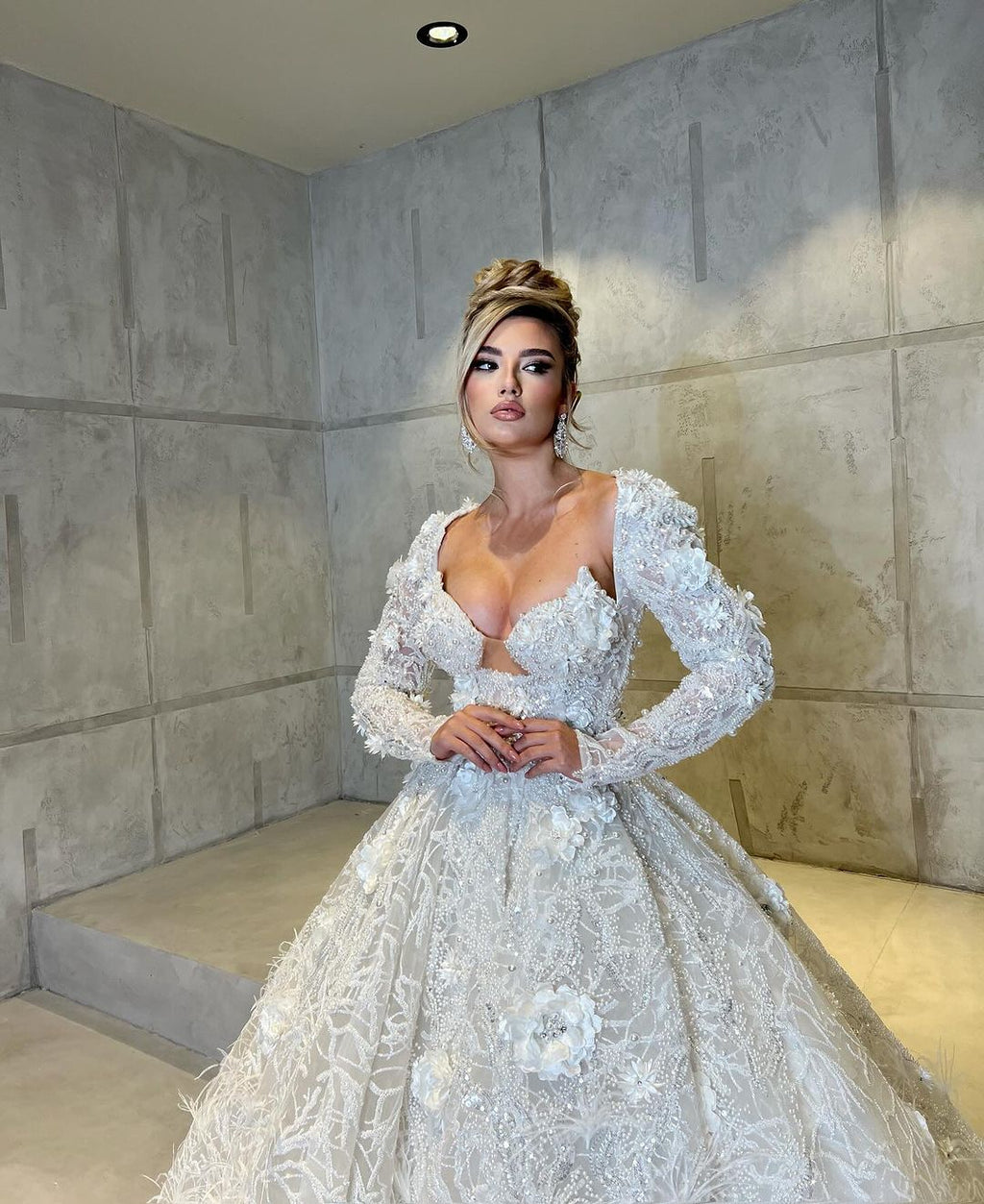 Chryssa - Long sleeves embellished bridal dress