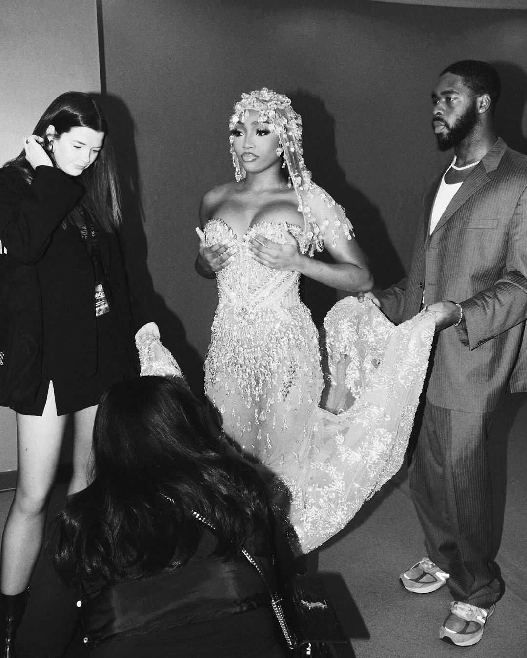 Indiyah-SILVER CRYSTAL BRIDAL MERMAID DRESS