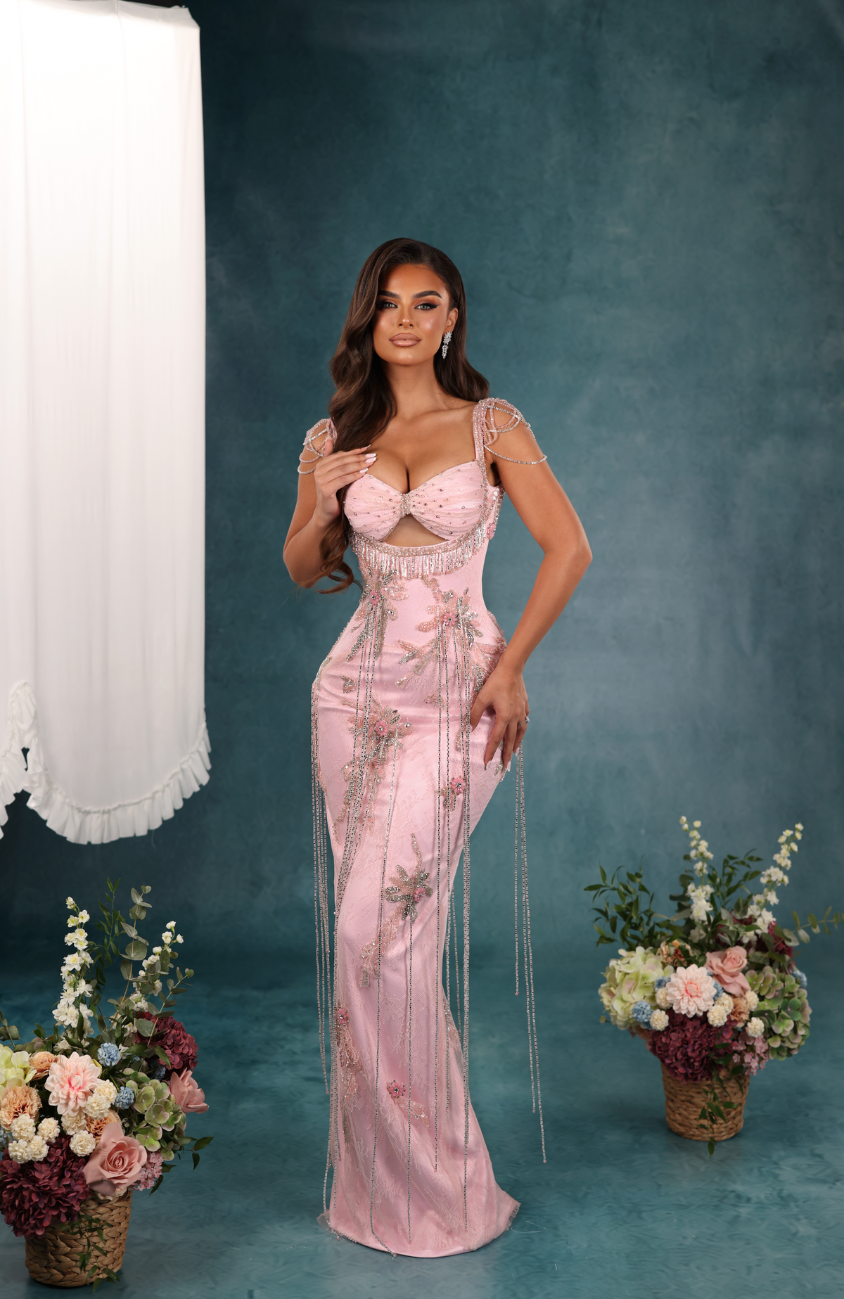 Delia - Crystal Fringe Corset Gown