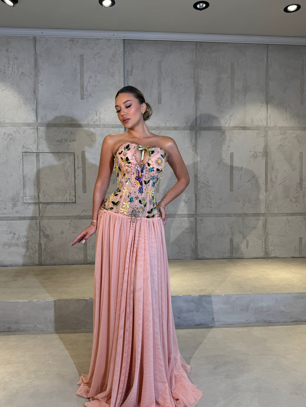 Florèa - Pink Gown with 3D Floral Embellishments