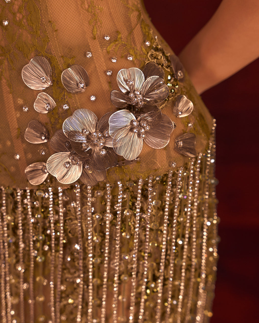 Marzena - Metallic Fringe Gown