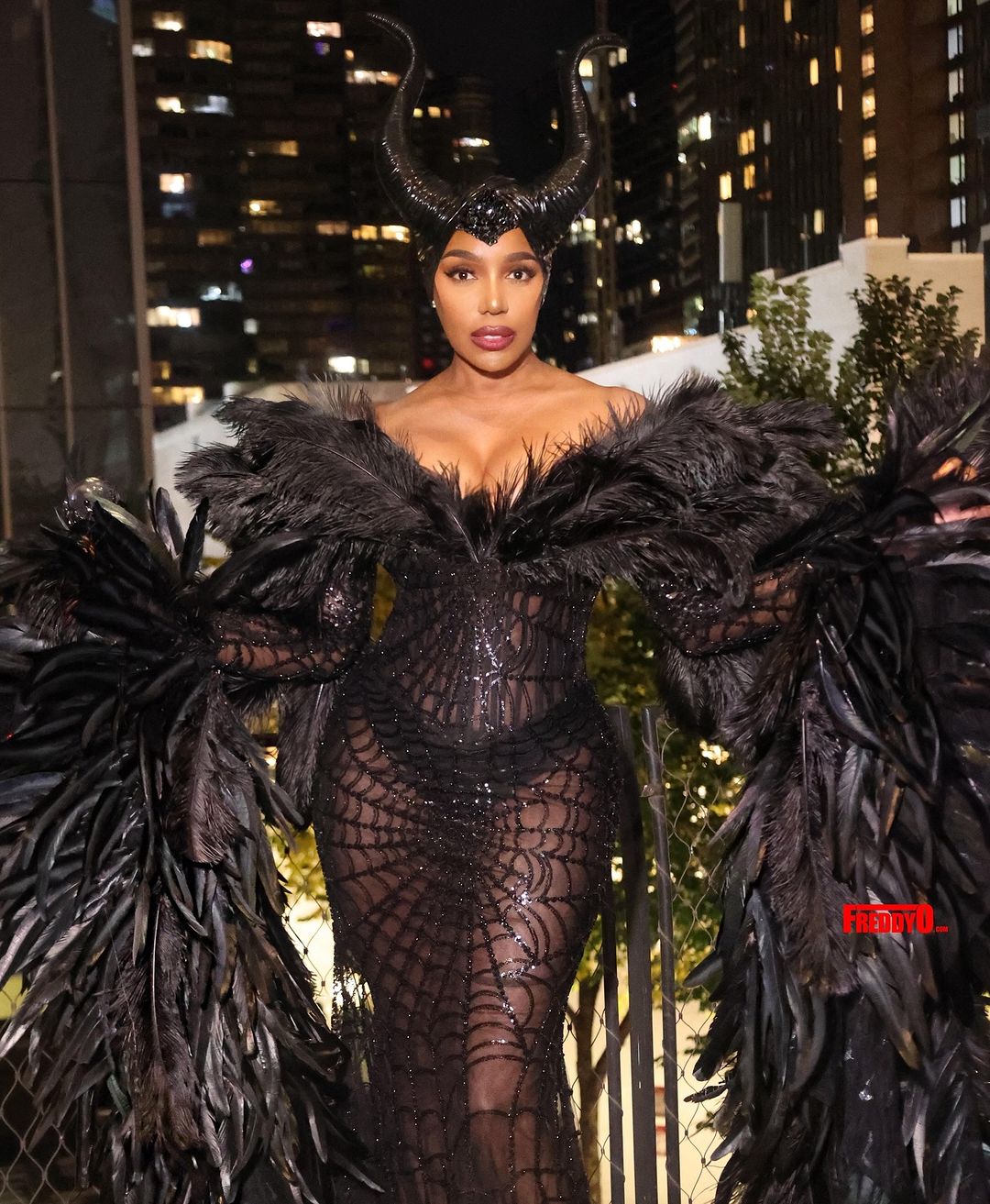 NENE LEAKES - Black feathered gown
