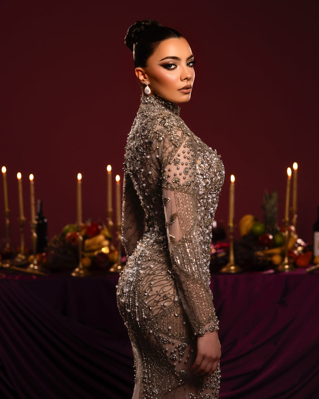 High Neck Embellished Gown