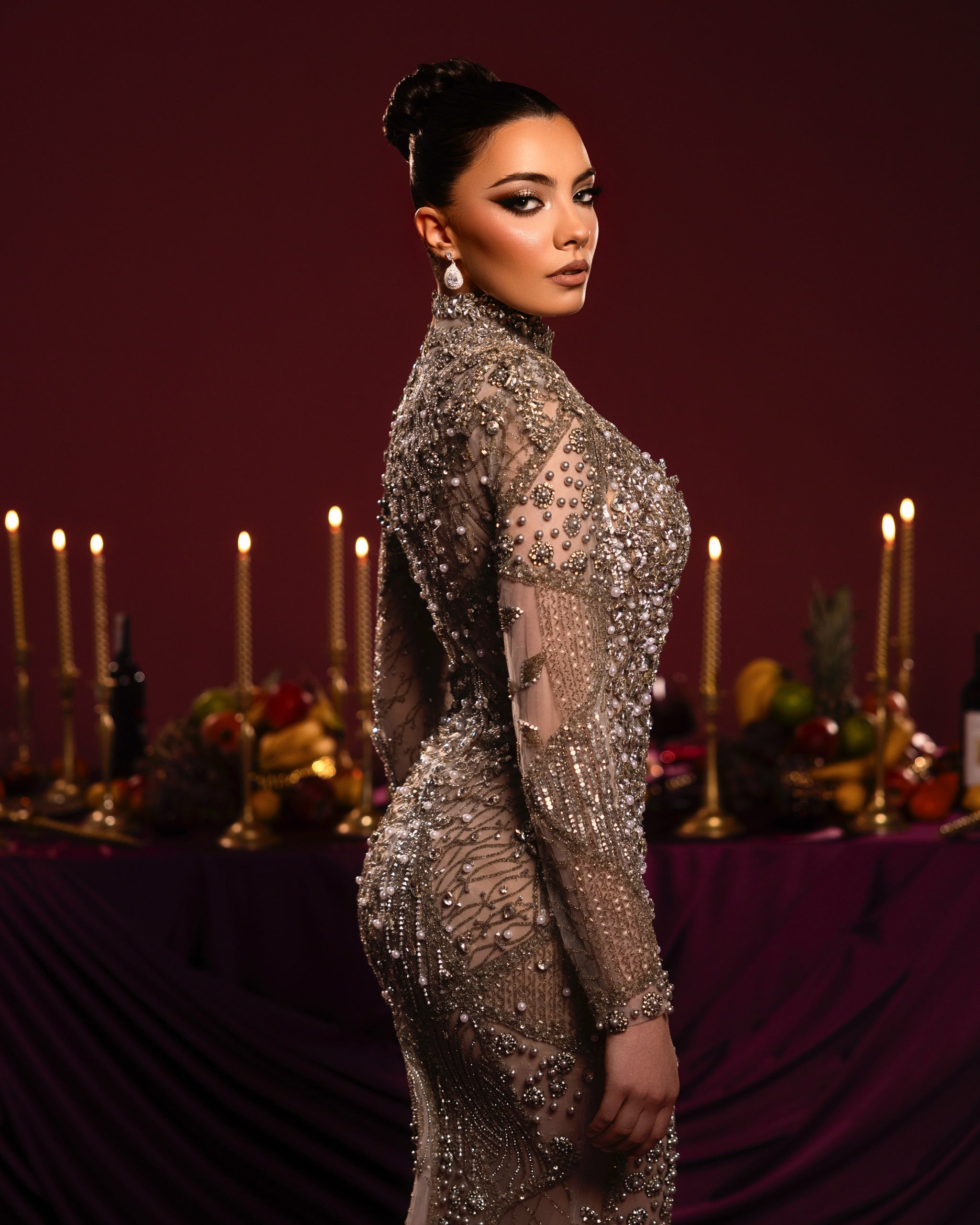 High Neck Embellished Gown