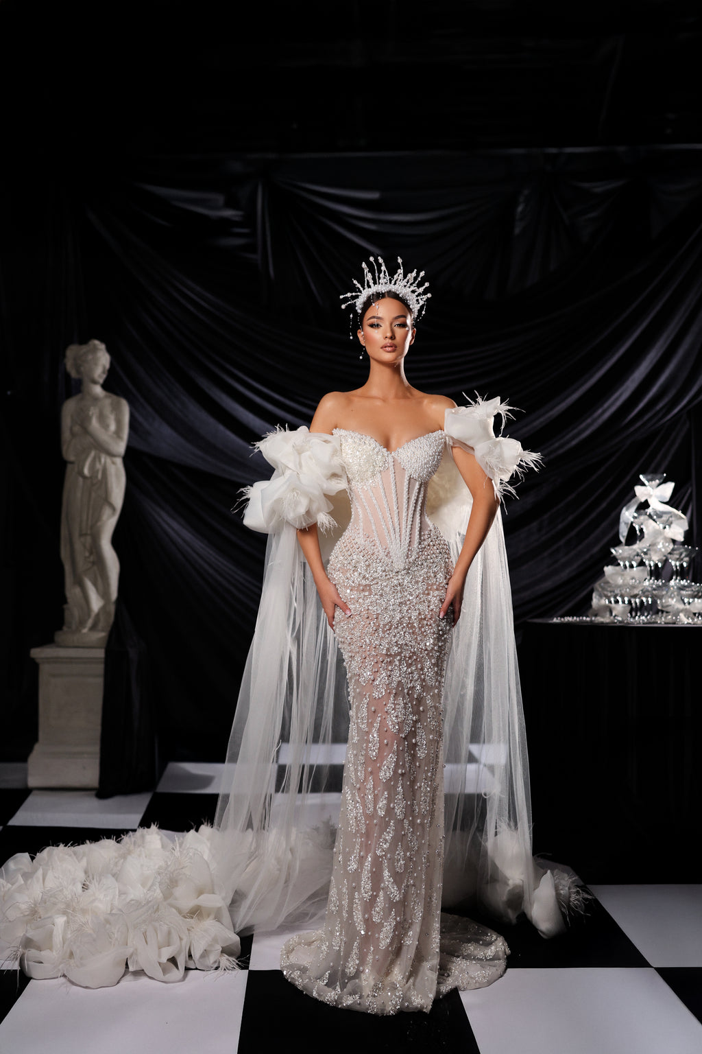 Royal Cape Sleeved Corset Gown