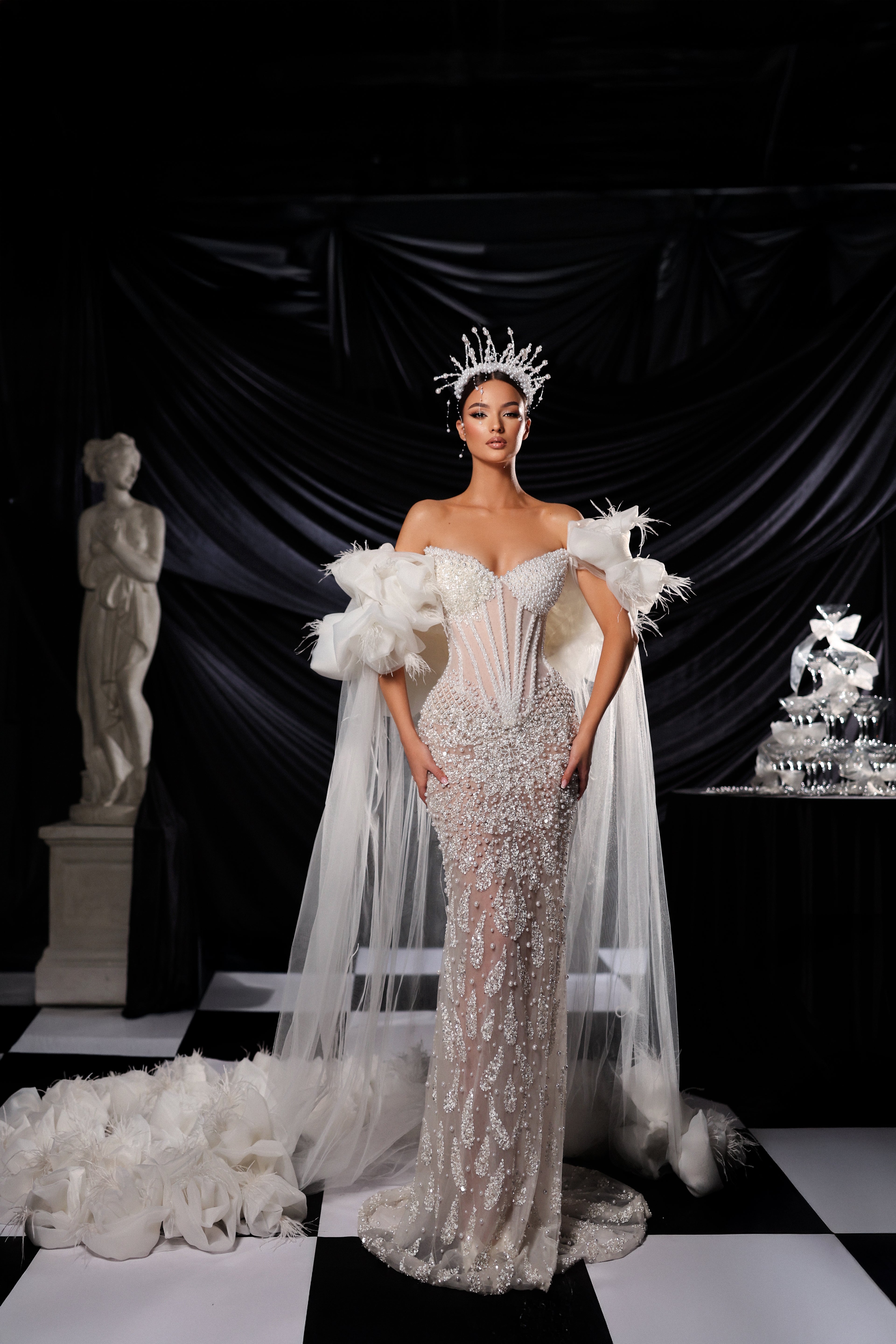 Royal Cape Sleeved Corset Gown