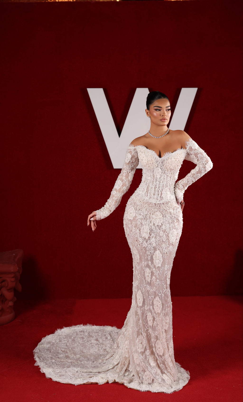 Liara - Off Shoulder Lace Corset Mermaid Gown