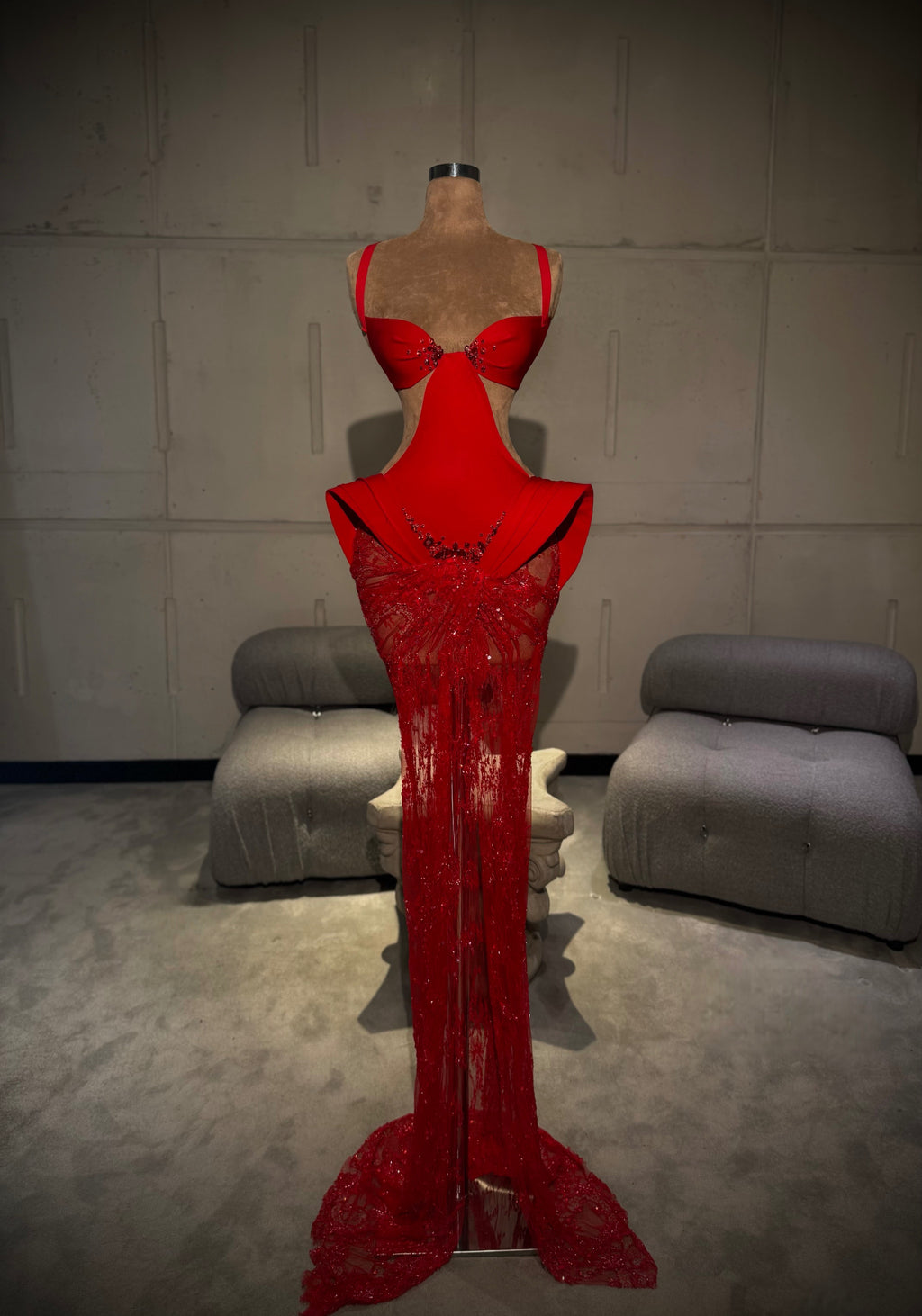 Erana - Red Gown with side cut outs