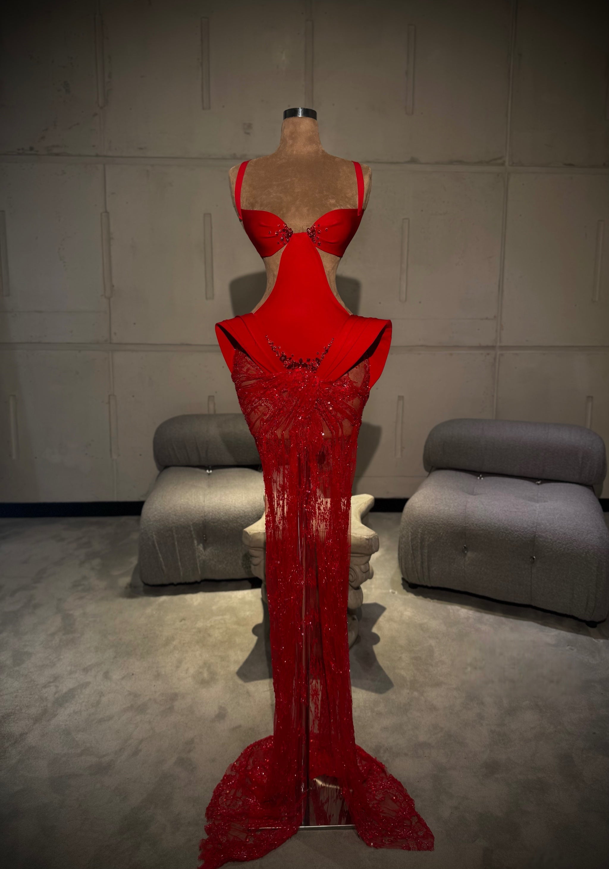 Erana - Red Gown with side cut outs