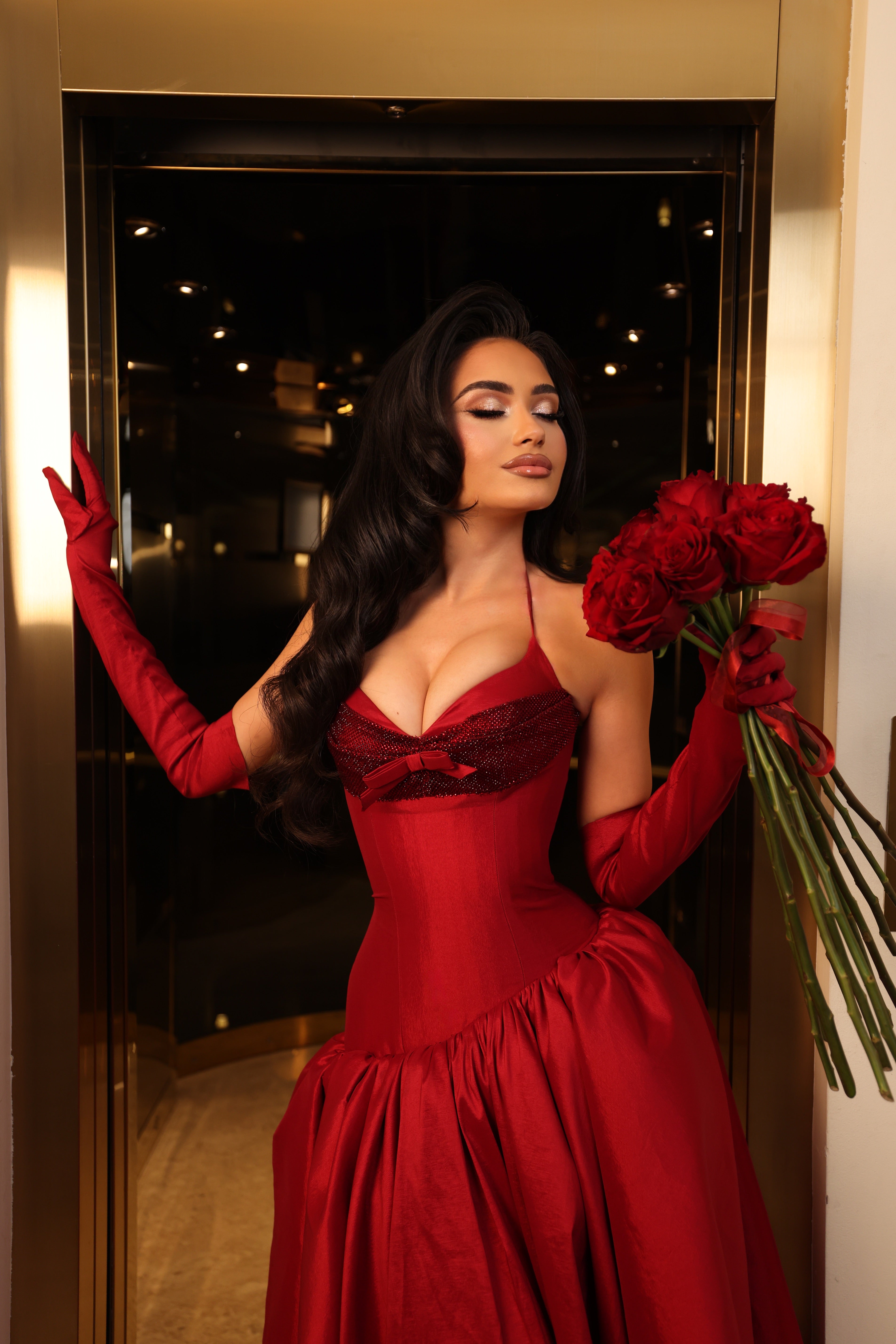 Maddie - Red Asymmetric Gown