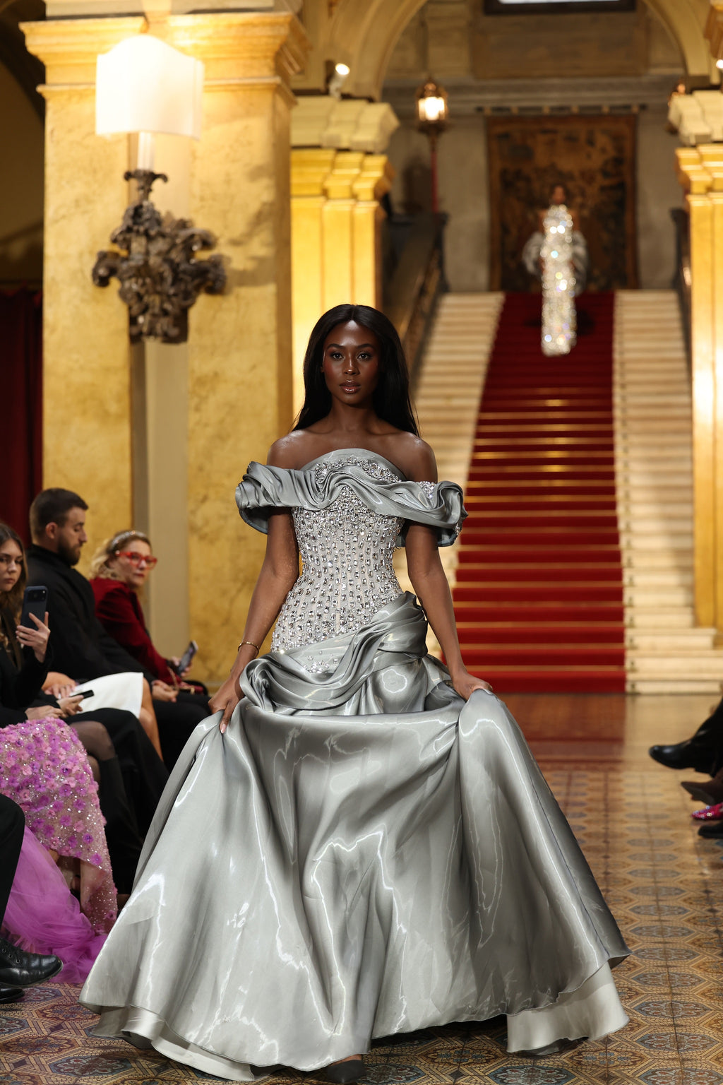 Eryanna - Draped Gown with Crystal Embellished Bodice