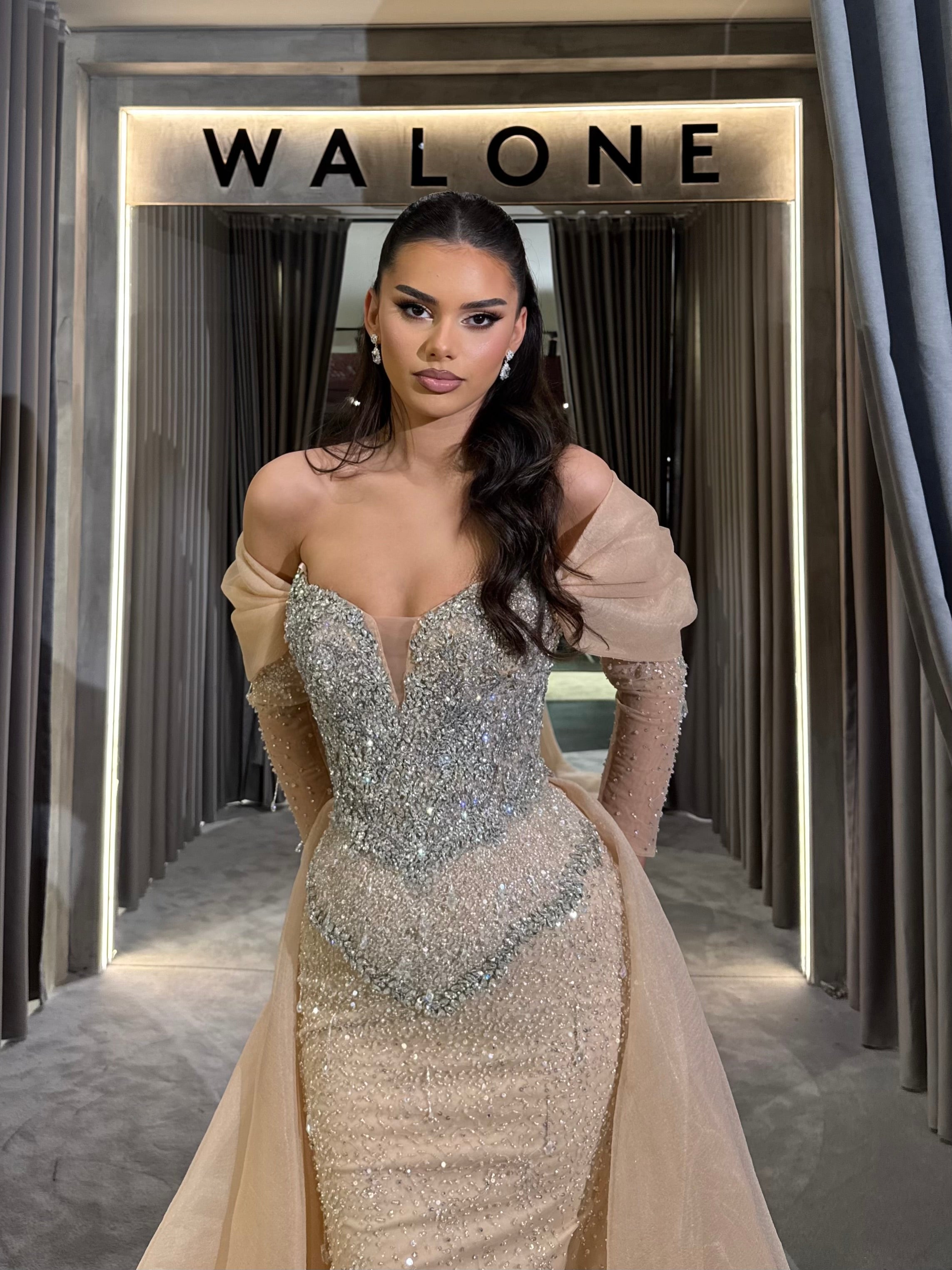 Gold Sweetheart Gown with Detachable Tulle Overskirt