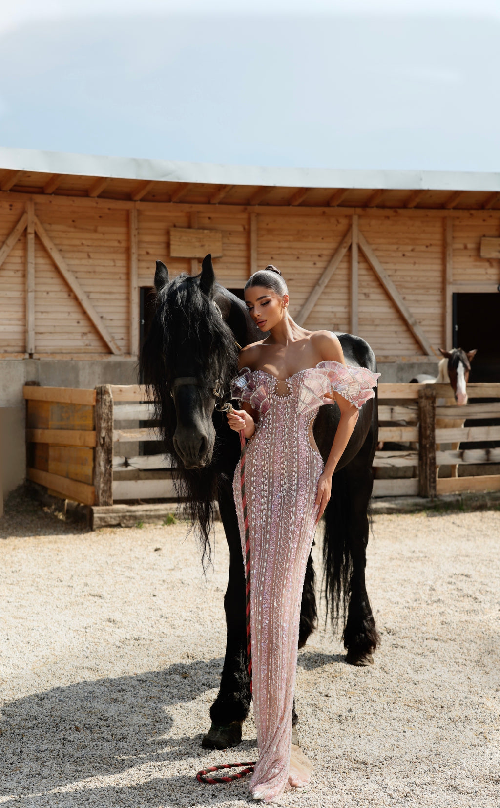 Nela - Off Shoulder Crystal Gown
