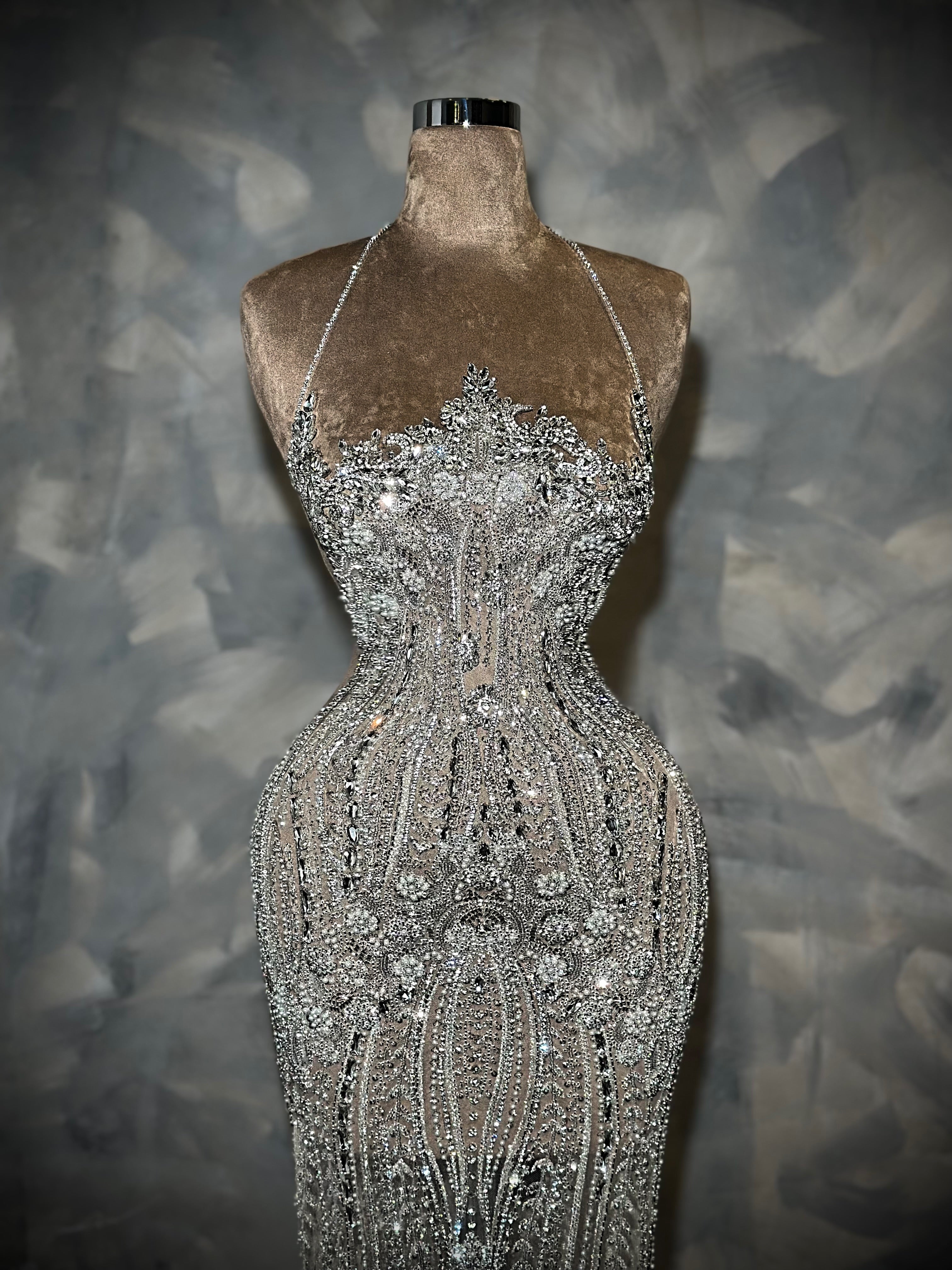 Lanna - Crystal Halter Mermaid Gown