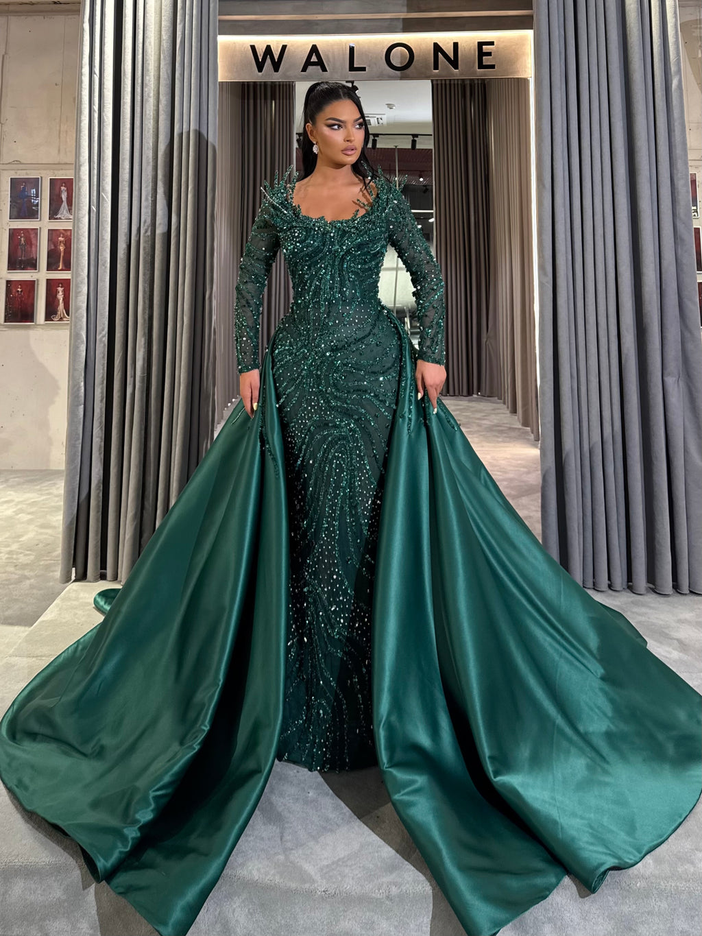 Emerald Royalty Gown with Removable Overskirt