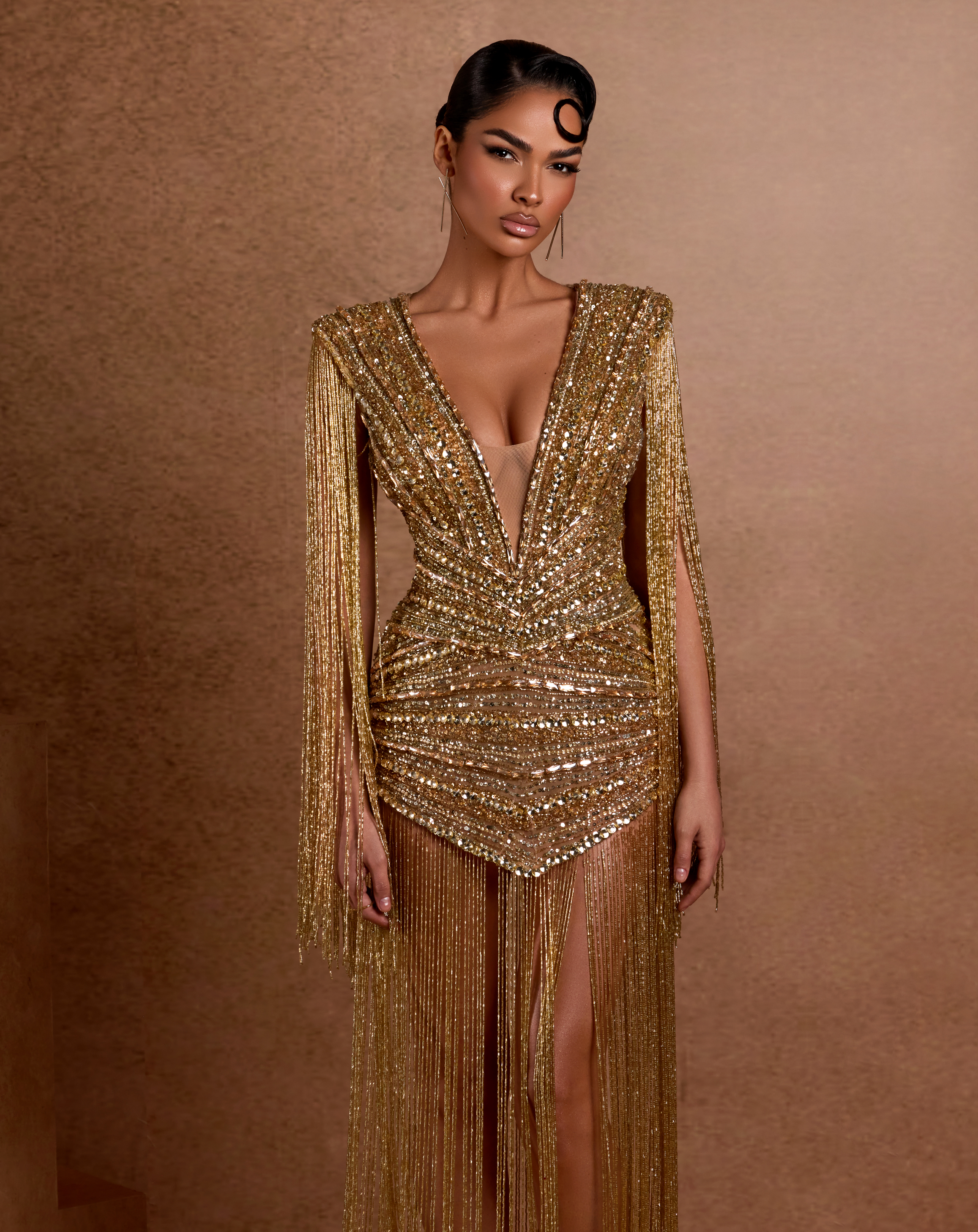 Queen of Nile Fringe Sequin Gown