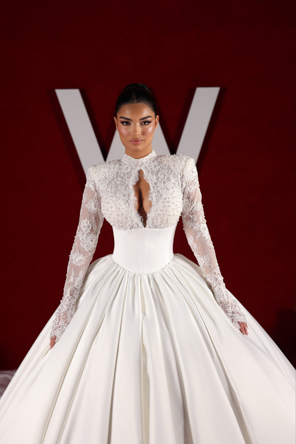 Vessa - High Neck Lace Ball Gown