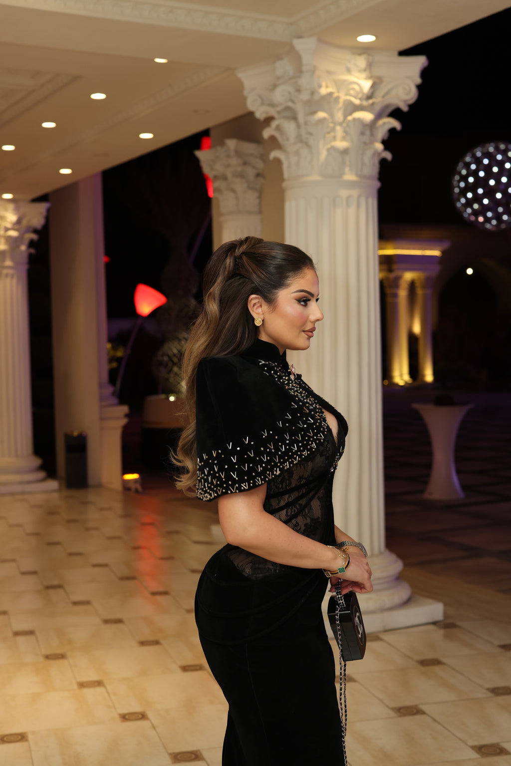 Dorela - Lace Corset Cape Gown