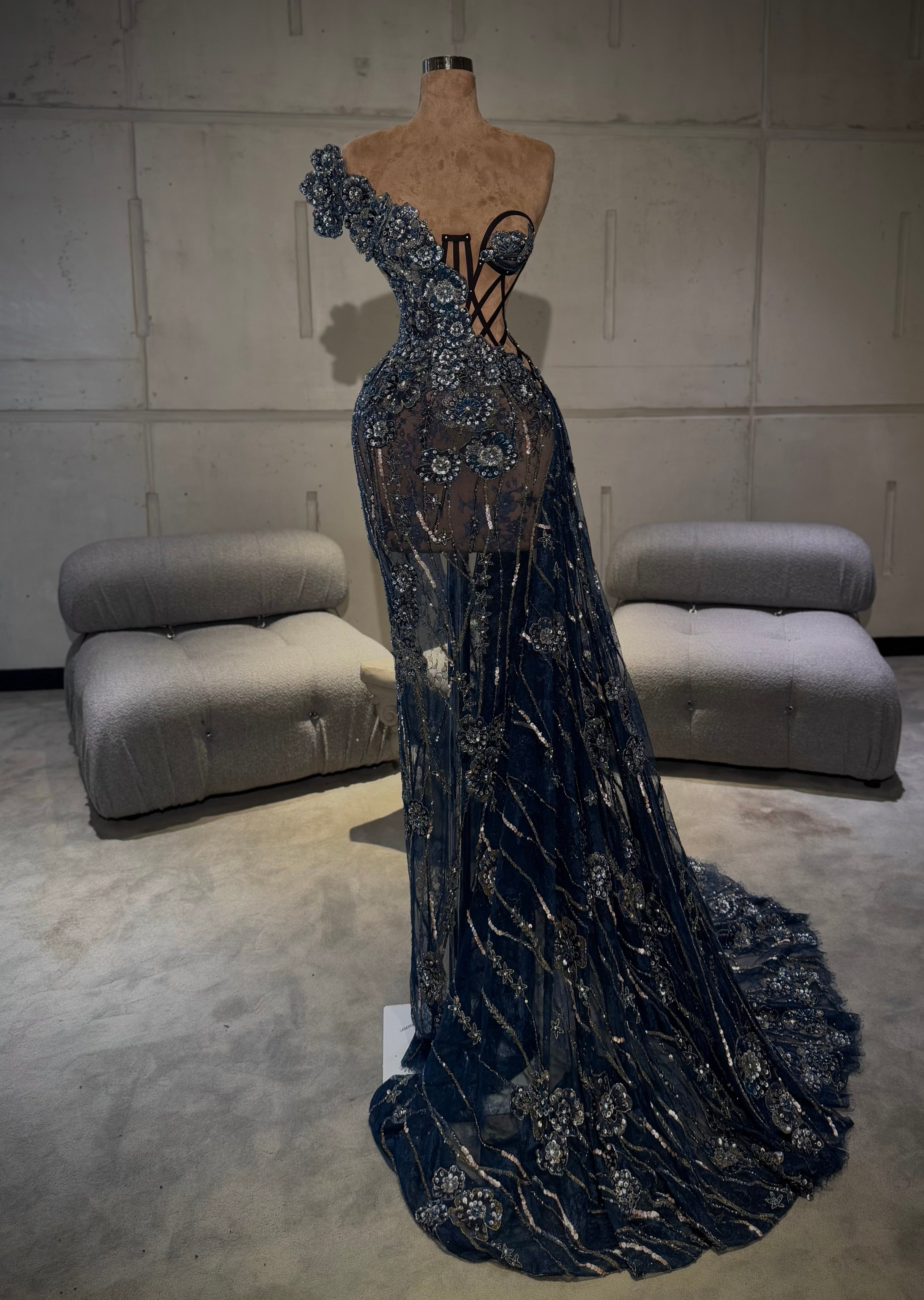 Nissa - One Shoulder Embellished Gown