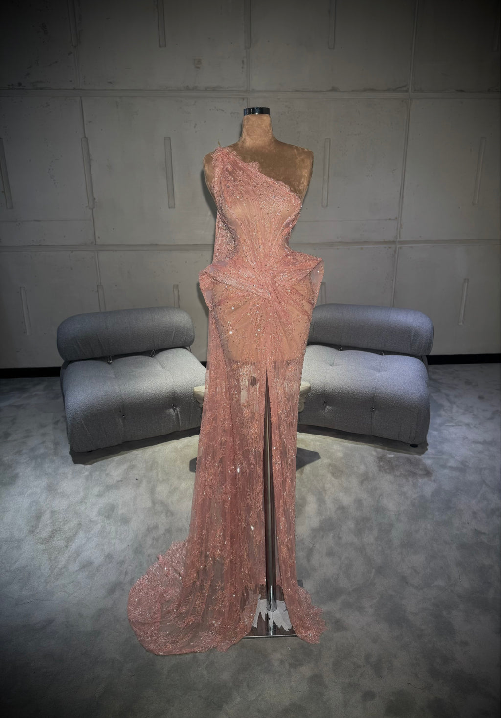 Nayomi – One Shoulder Blush Gown