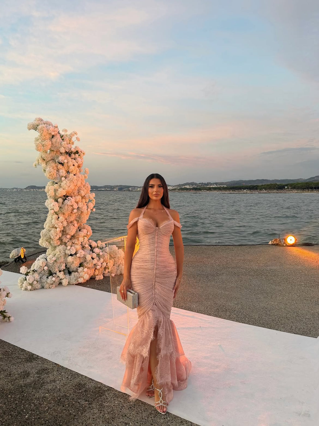 Mirlinda - Ruched lace mermaid gown