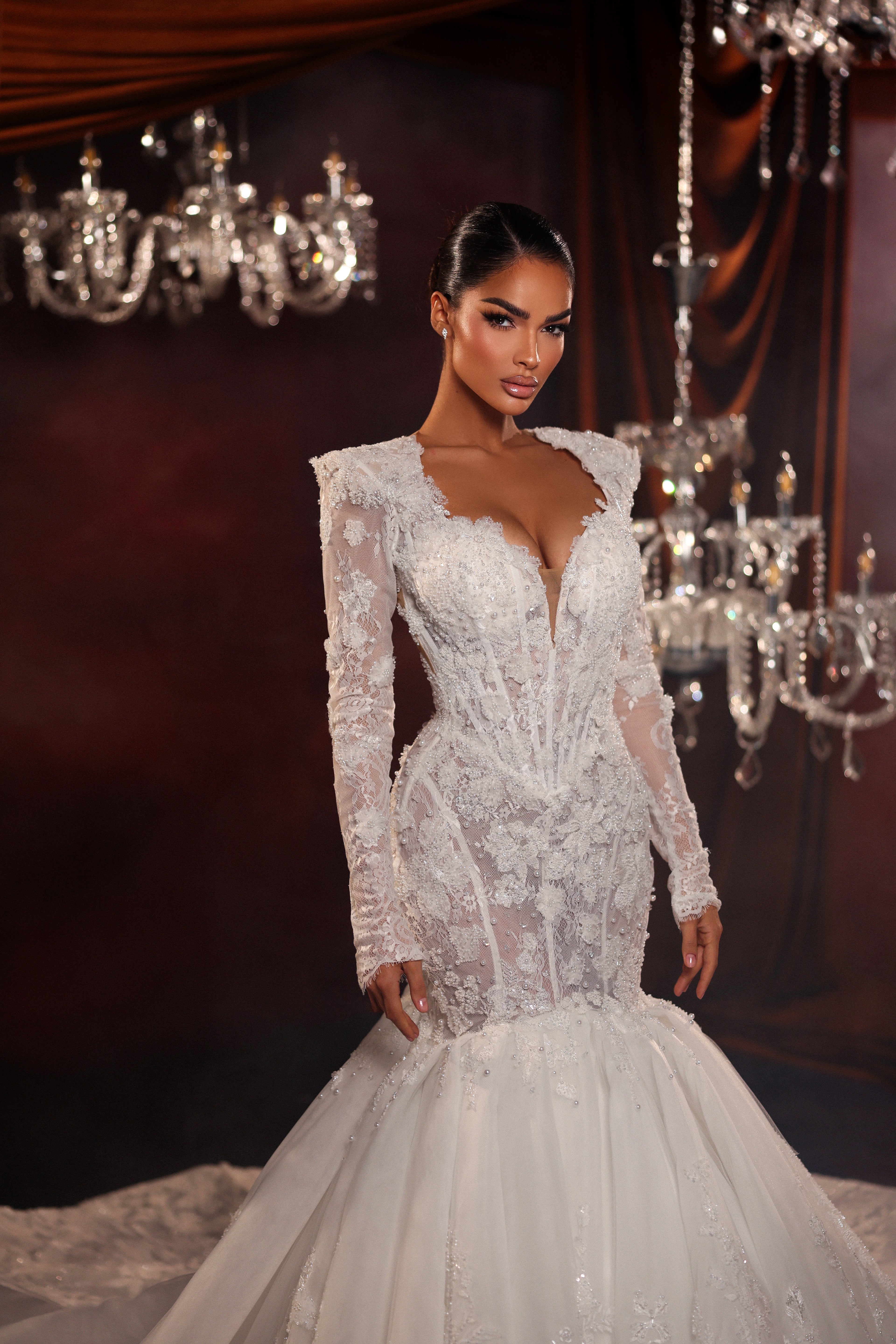 Long Sleeve Lace Mermaid Dress